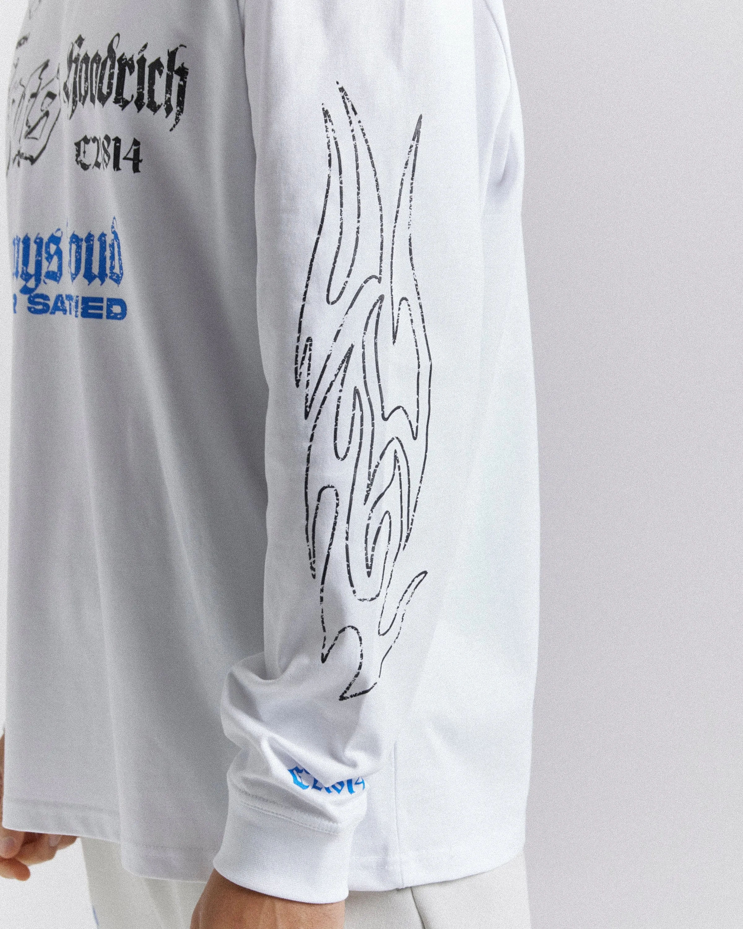 Blaze Oversized Long Sleeve T-Shirt - White/Black/Blue sold by Hoodrich product image thumbnail 3