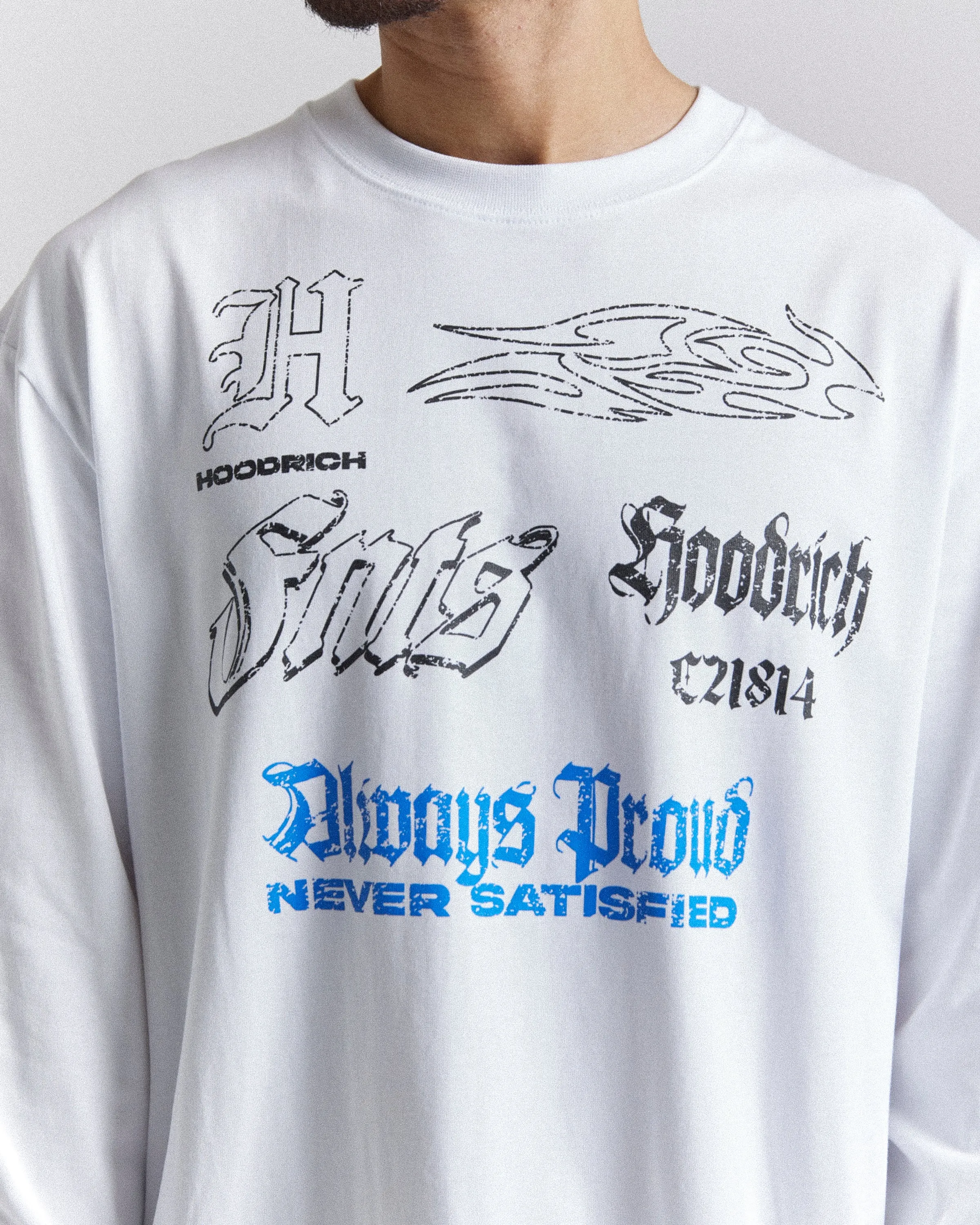 Blaze Oversized Long Sleeve T-Shirt - White/Black/Blue sold by Hoodrich product image thumbnail 2