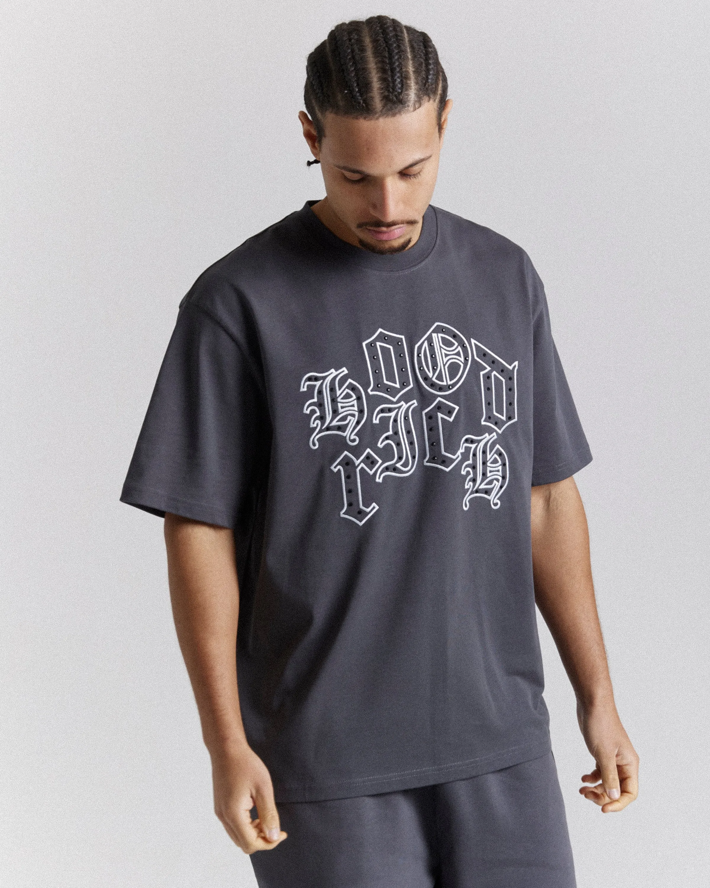 Crown Oversized T-Shirt - Grey/White/Black sold by Hoodrich