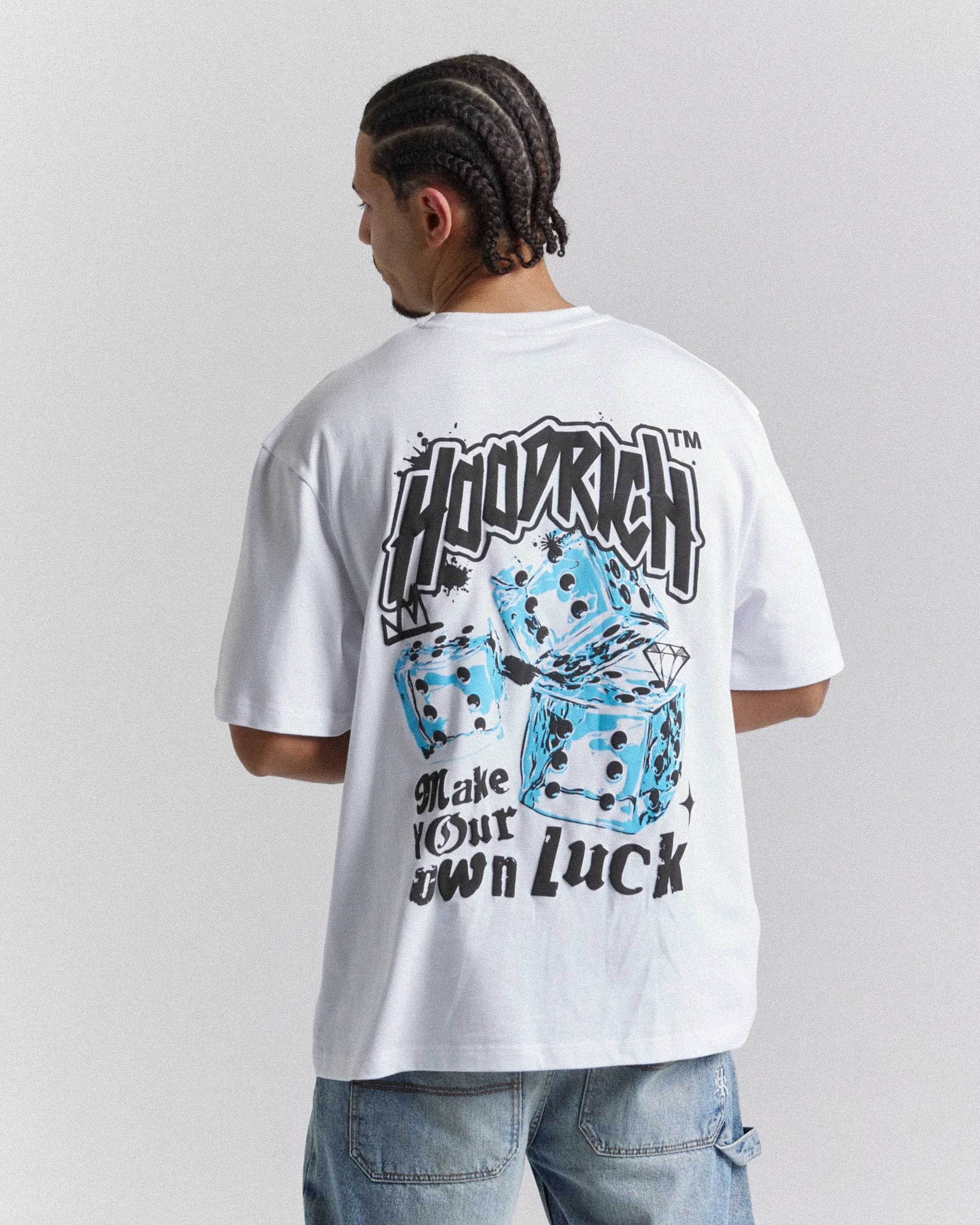 Fortune Oversized T-Shirt - White/Black/Blue sold by Hoodrich