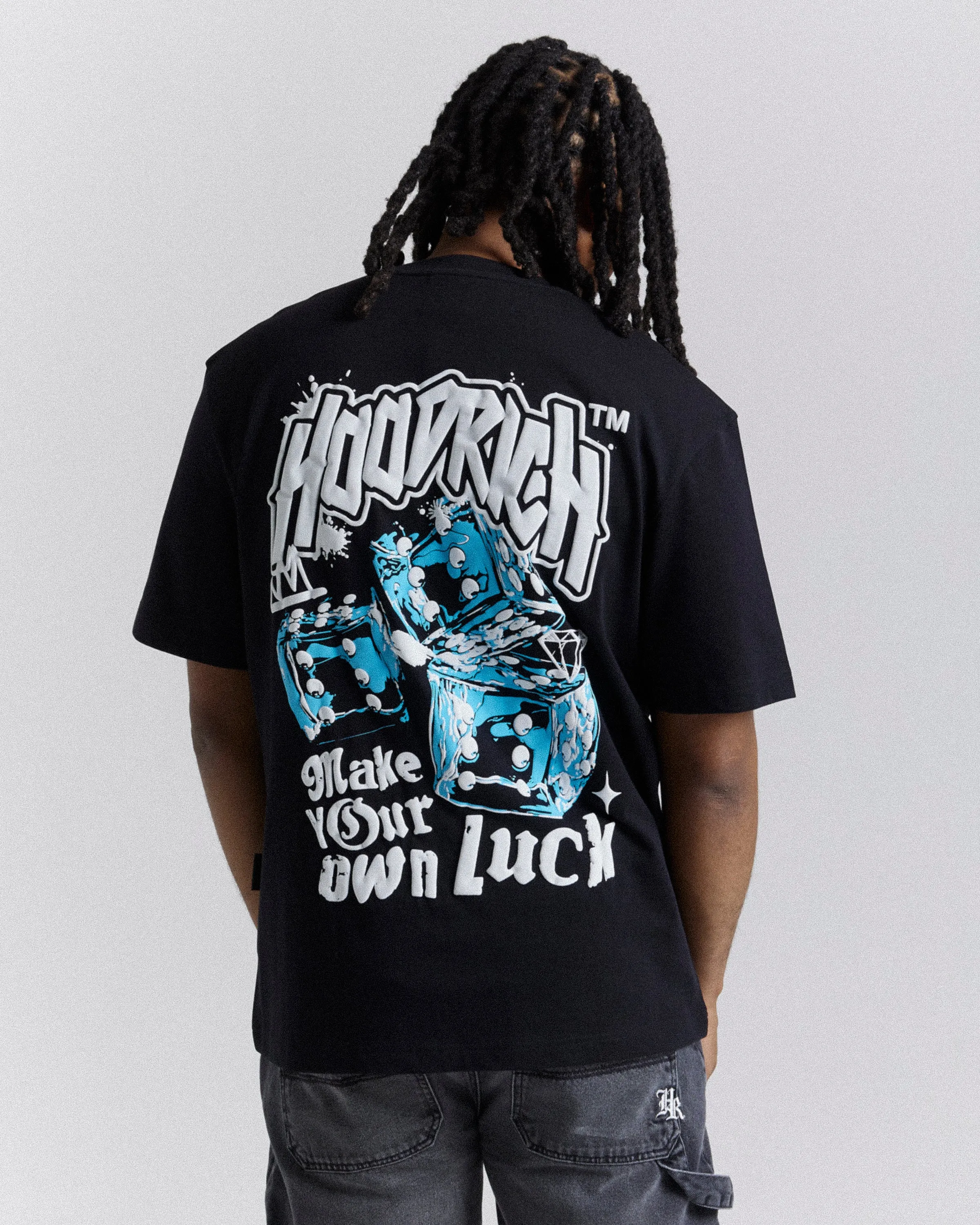 Fortune Oversized T-Shirt - Black/White/Blue sold by Hoodrich