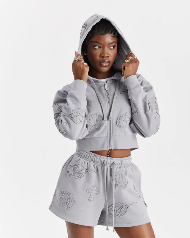 Mist Cropped Zip Hoodie - Grey sold by Hoodrich