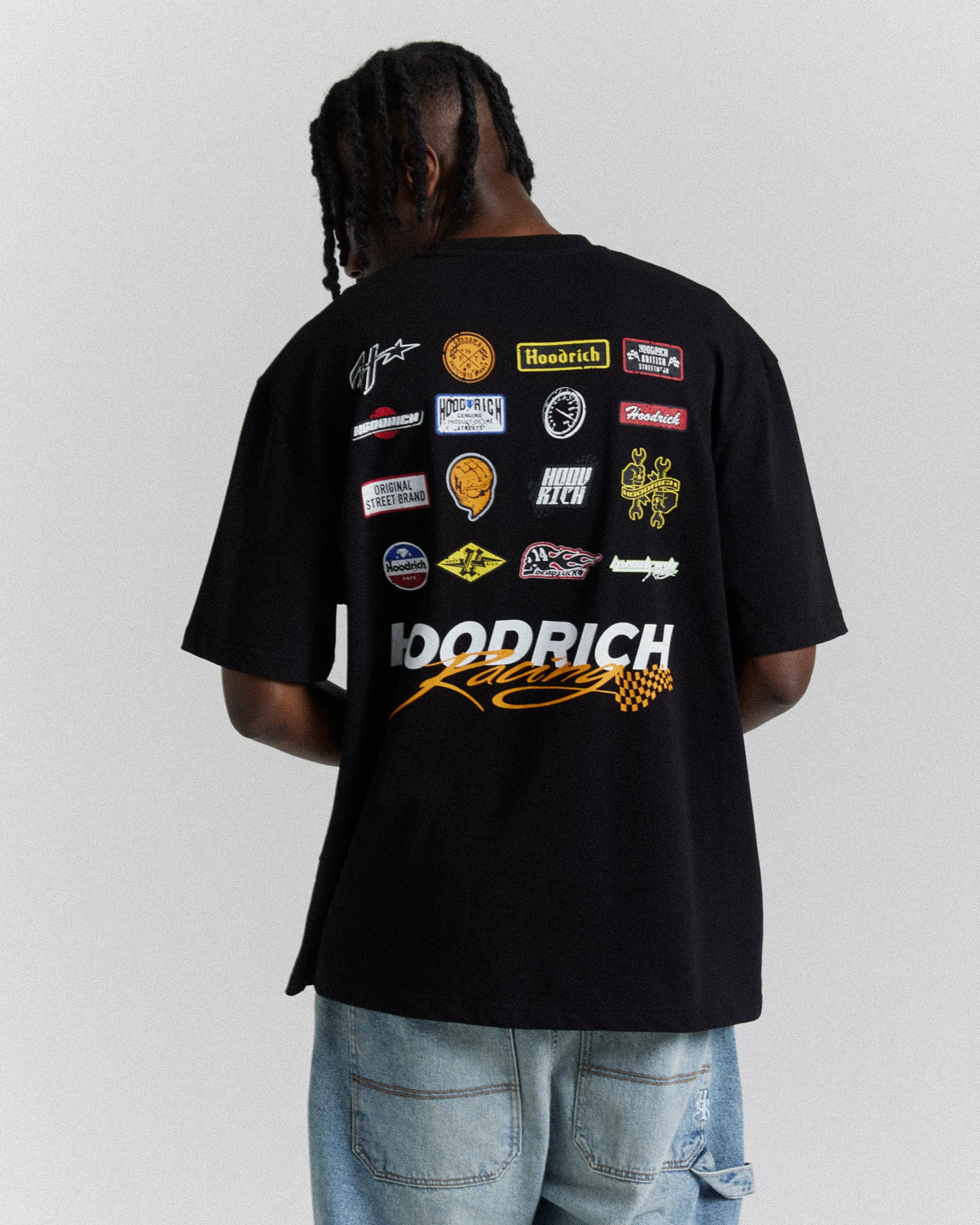 Racer Oversized T-Shirt - Black/White/Multi sold by Hoodrich