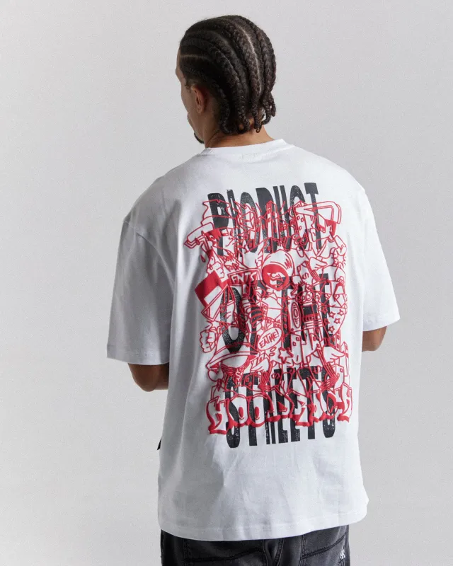 Mural Oversized T-Shirt - White/Red sold by Hoodrich