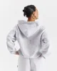 Crystal Zip Oversized Hoodie - Light Grey/Pink Rhinestone sold by Hoodrich