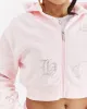 Crystal Cropped Zip Hoodie - Pink/Rhinestone sold by Hoodrich