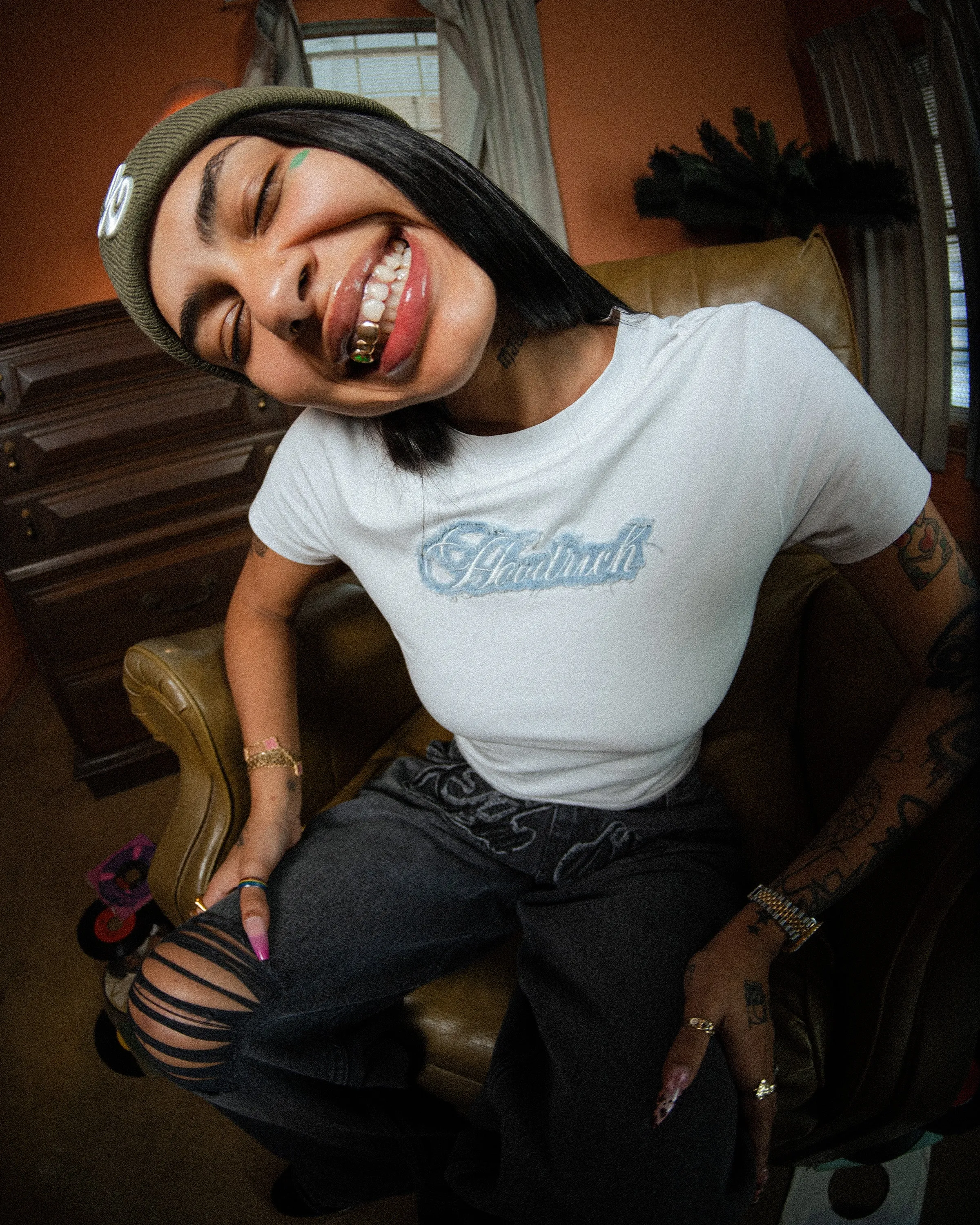 Script Slim Fit Tee - White/Light Blue sold by Hoodrich product image thumbnail 2