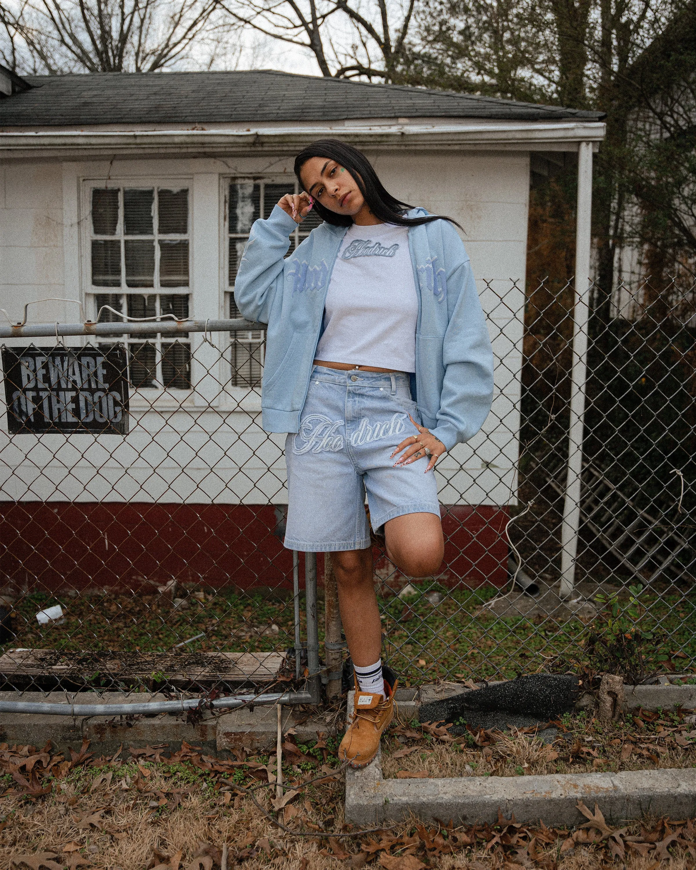 Script Slim Fit Tee - White/Light Blue sold by Hoodrich product image thumbnail 5