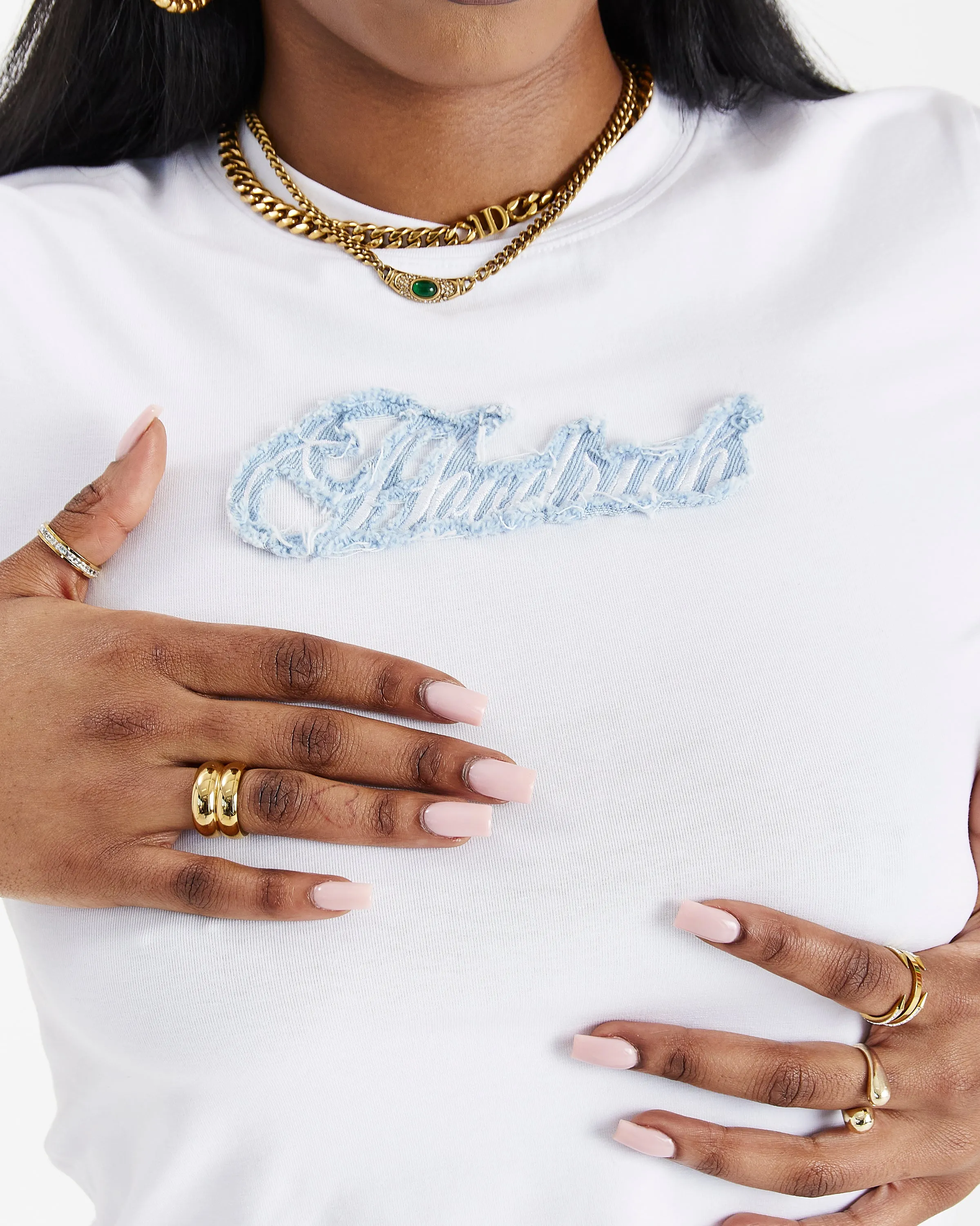 Script Slim Fit Tee - White/Light Blue sold by Hoodrich product image thumbnail 3