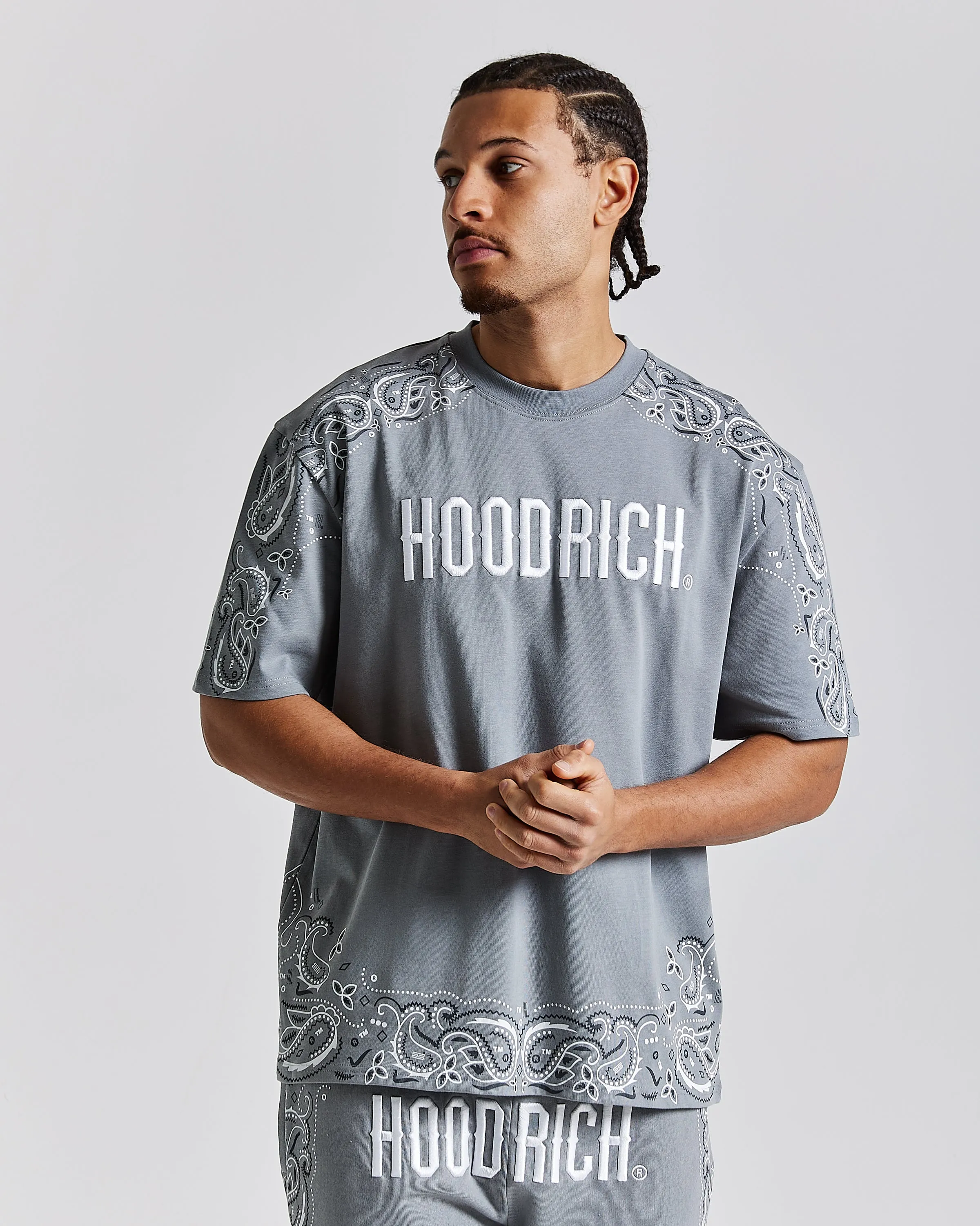 Motif Oversized T-Shirt - Grey/White sold by Hoodrich