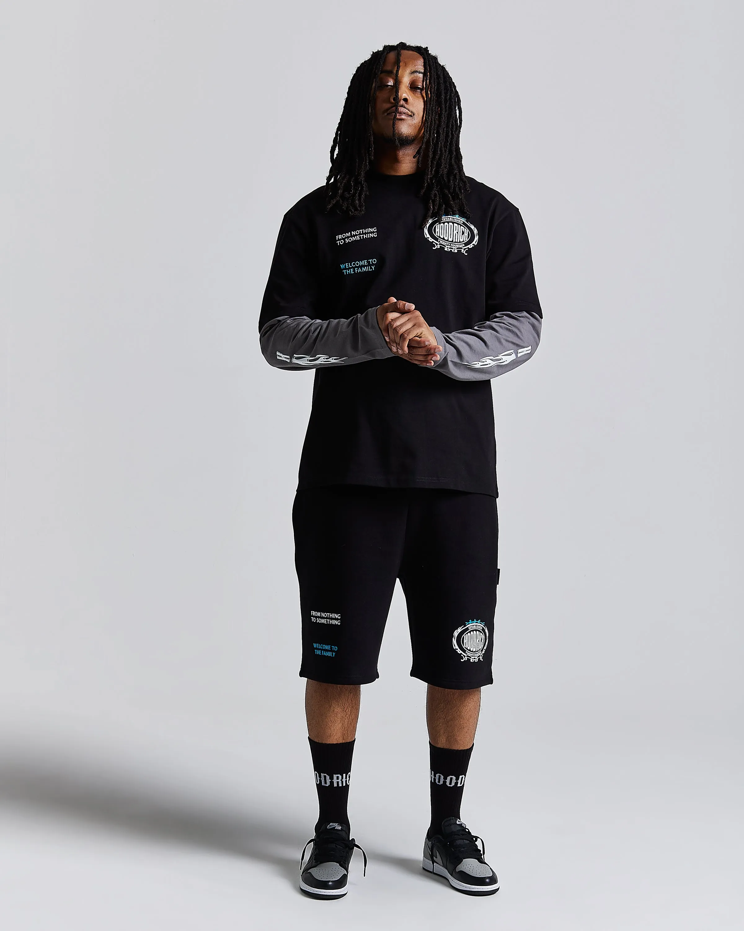 Noir Oversized Shorts - Black/Grey/Blue sold by Hoodrich