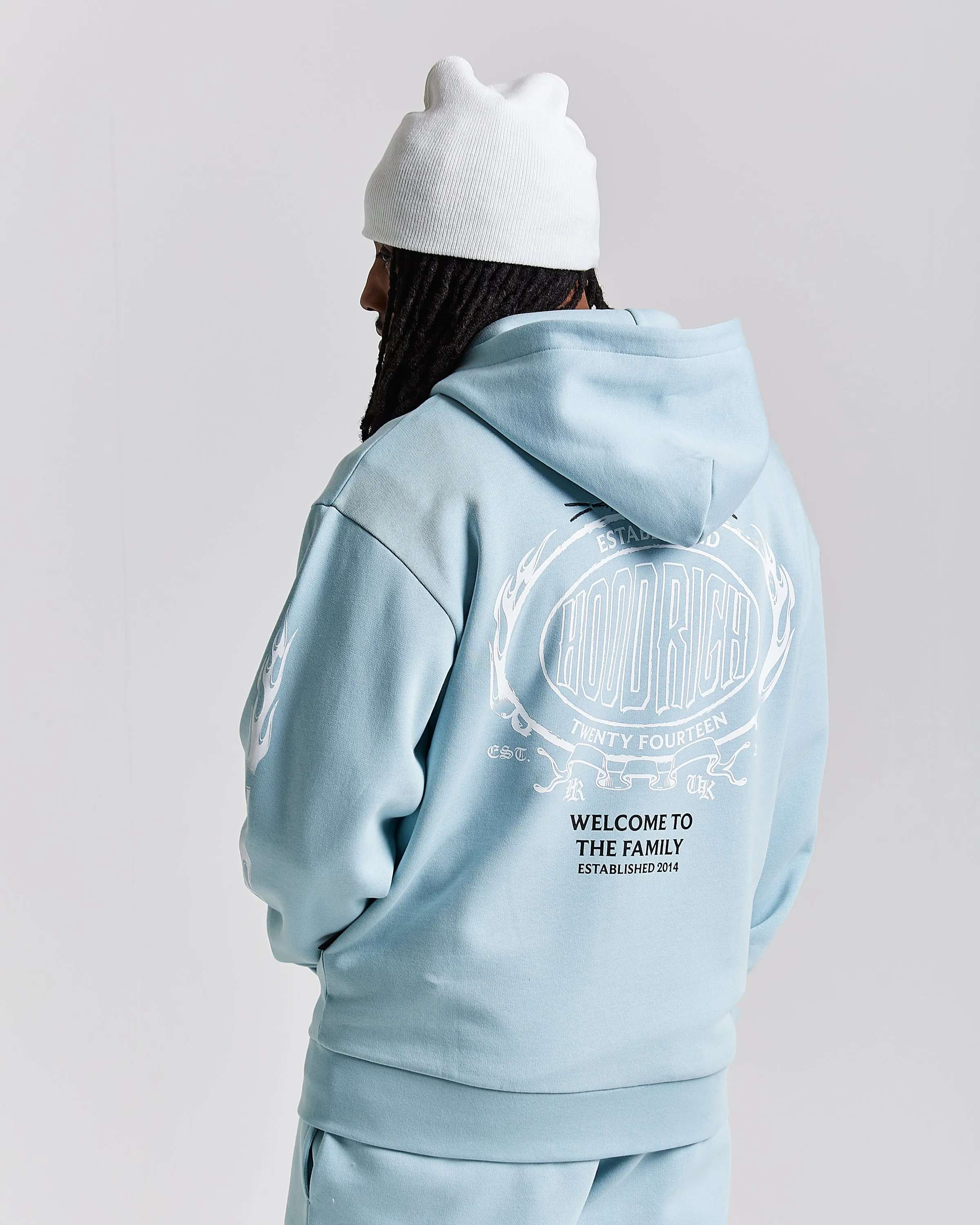 Noir Oversized Zip Hoodie - Blue/White sold by Hoodrich product image thumbnail 2