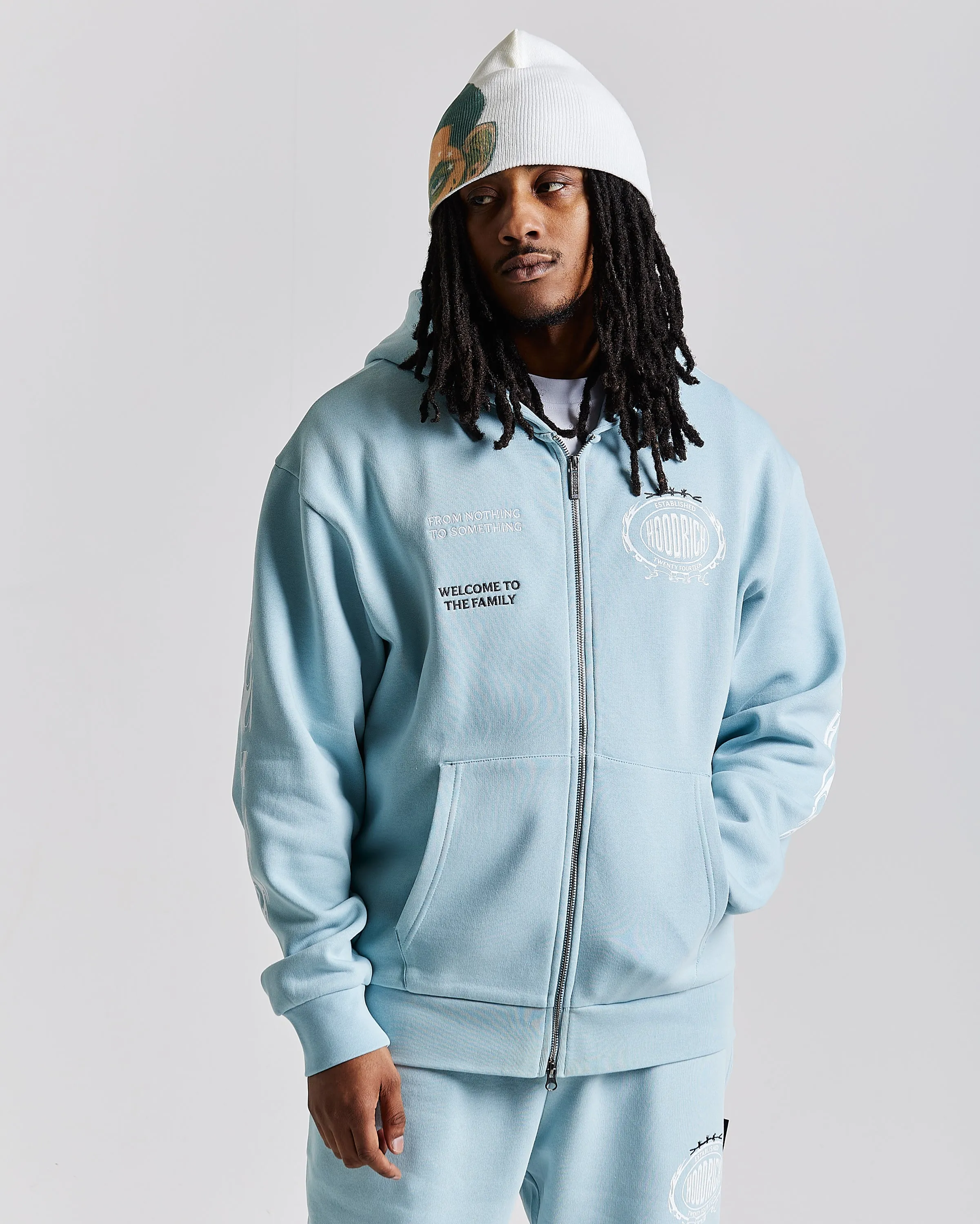 Noir Oversized Zip Hoodie - Blue/White sold by Hoodrich