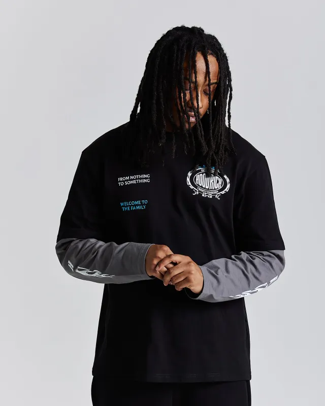 Noir Oversized Long Sleeve T-Shirt - Black/Grey/White made by Hoodrich