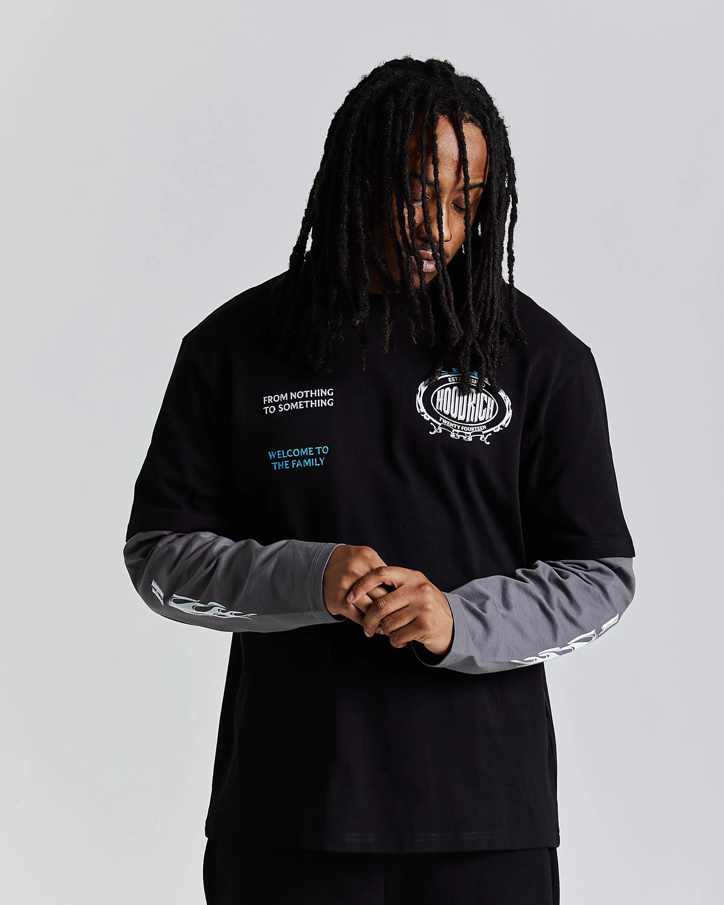 Noir Oversized Long Sleeve T-Shirt - Black/Grey/White sold by Hoodrich