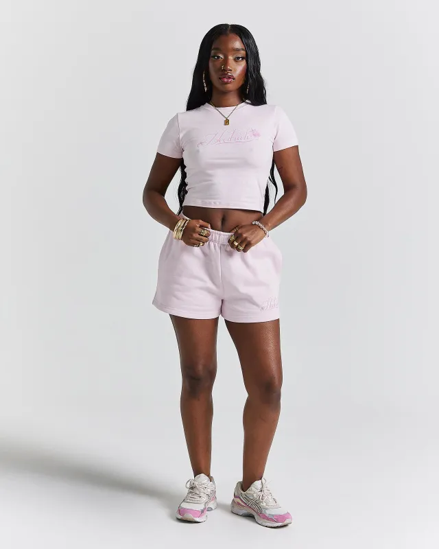 Finesse Mini Sweatshorts - Pinks/Rhinestone sold by Hoodrich