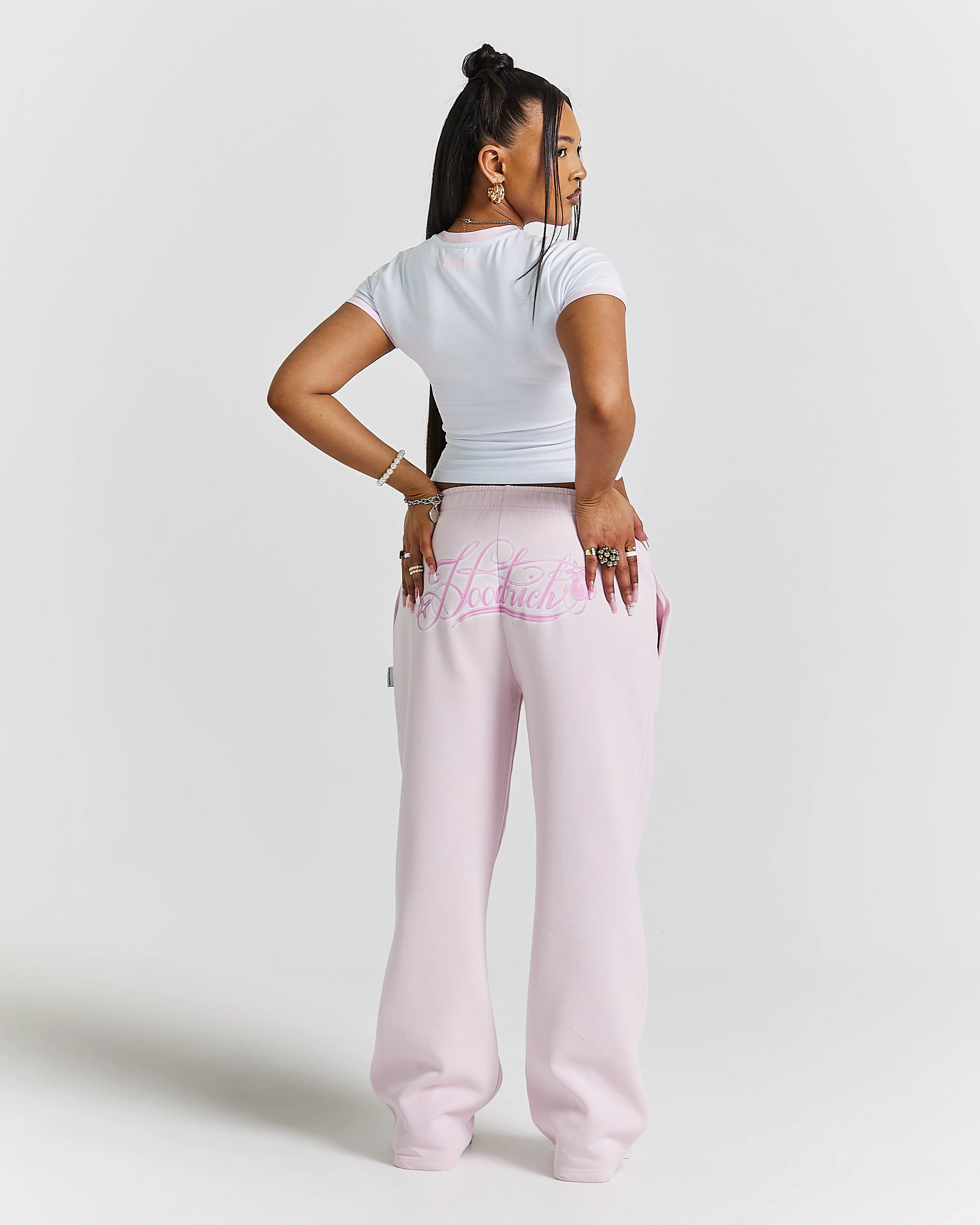 Finesse Wide Leg Jogger - Pinks/Rhinestone sold by Hoodrich