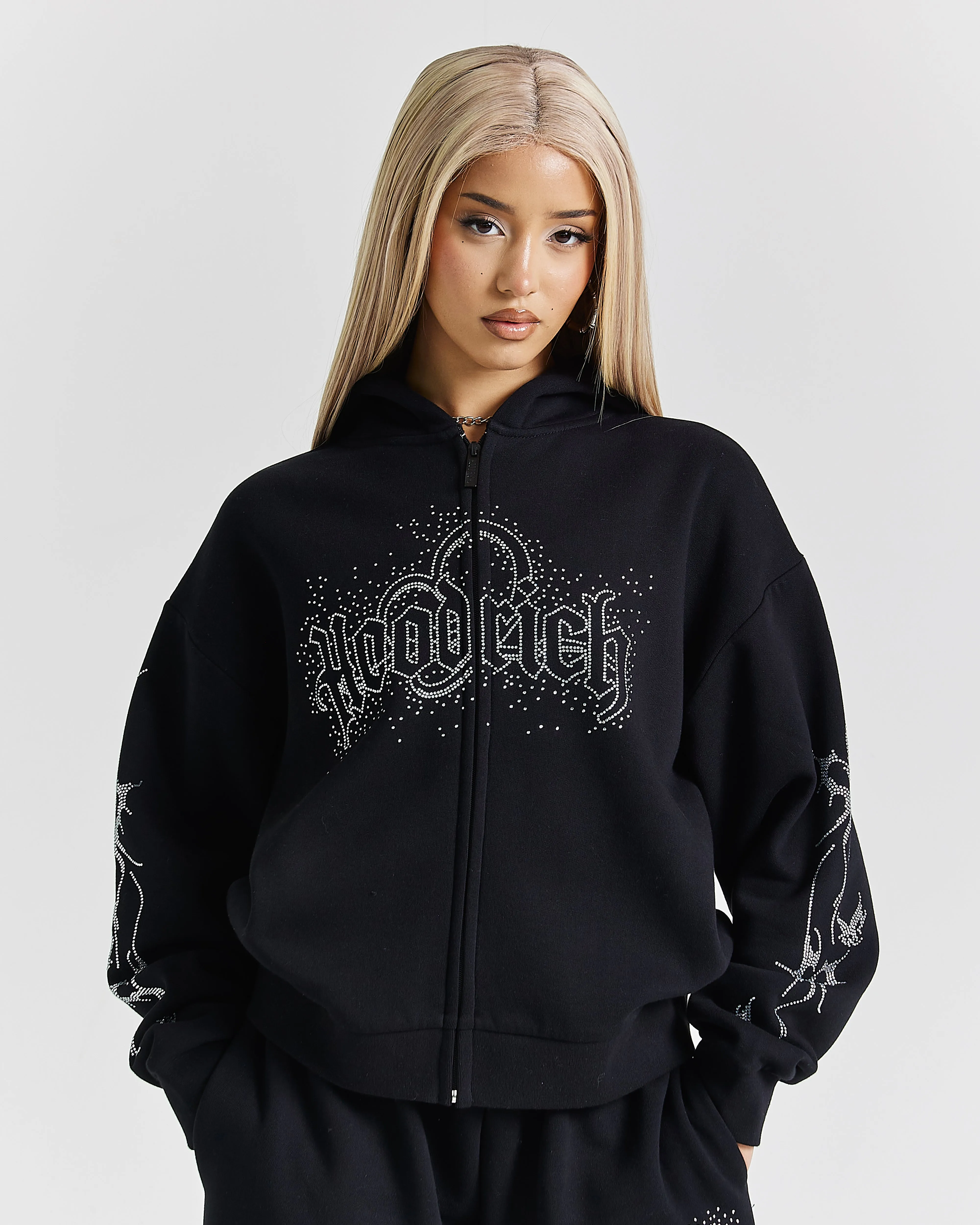 Diffuse Zip Hoodie - Black/Rhinestones sold by Hoodrich product image thumbnail 4