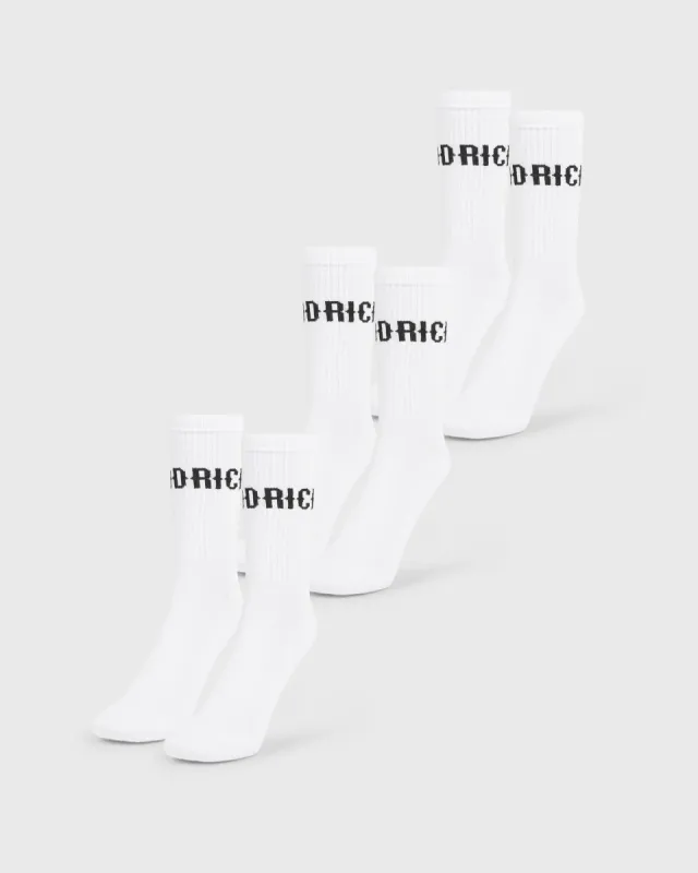 OG Core 3 Pack Crew Socks - White/Black sold by Hoodrich