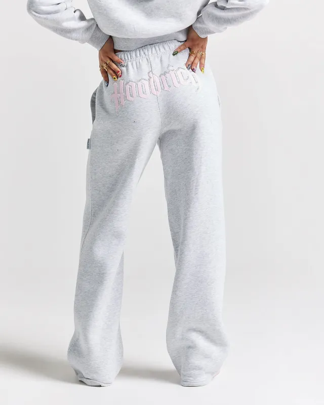 Totem Wide Leg Jogger - Light Grey/Pink/Rhinestone sold by Hoodrich