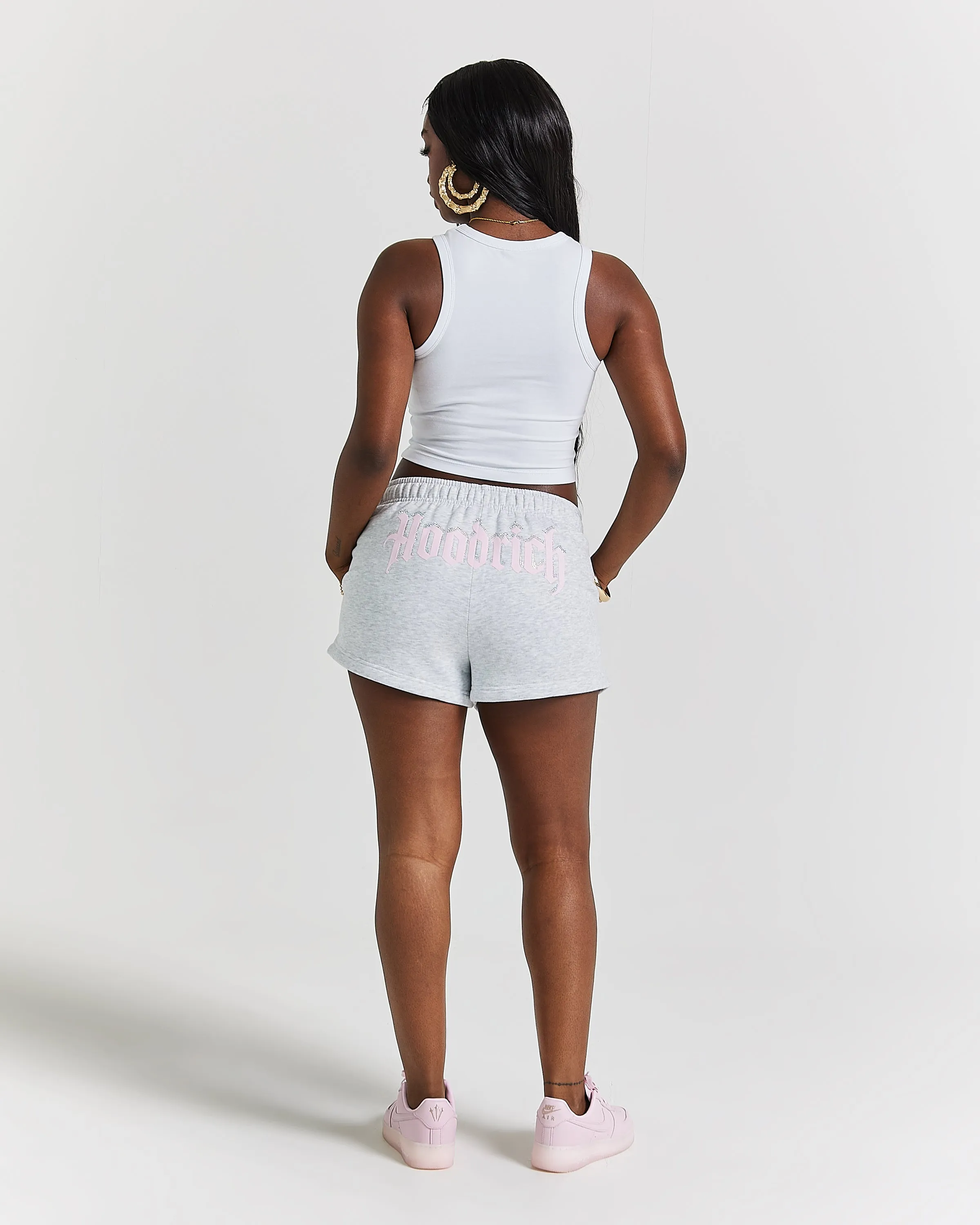 Totem Mini Sweatshorts - Light Grey/Pink/Rhinestone sold by Hoodrich product image thumbnail 3