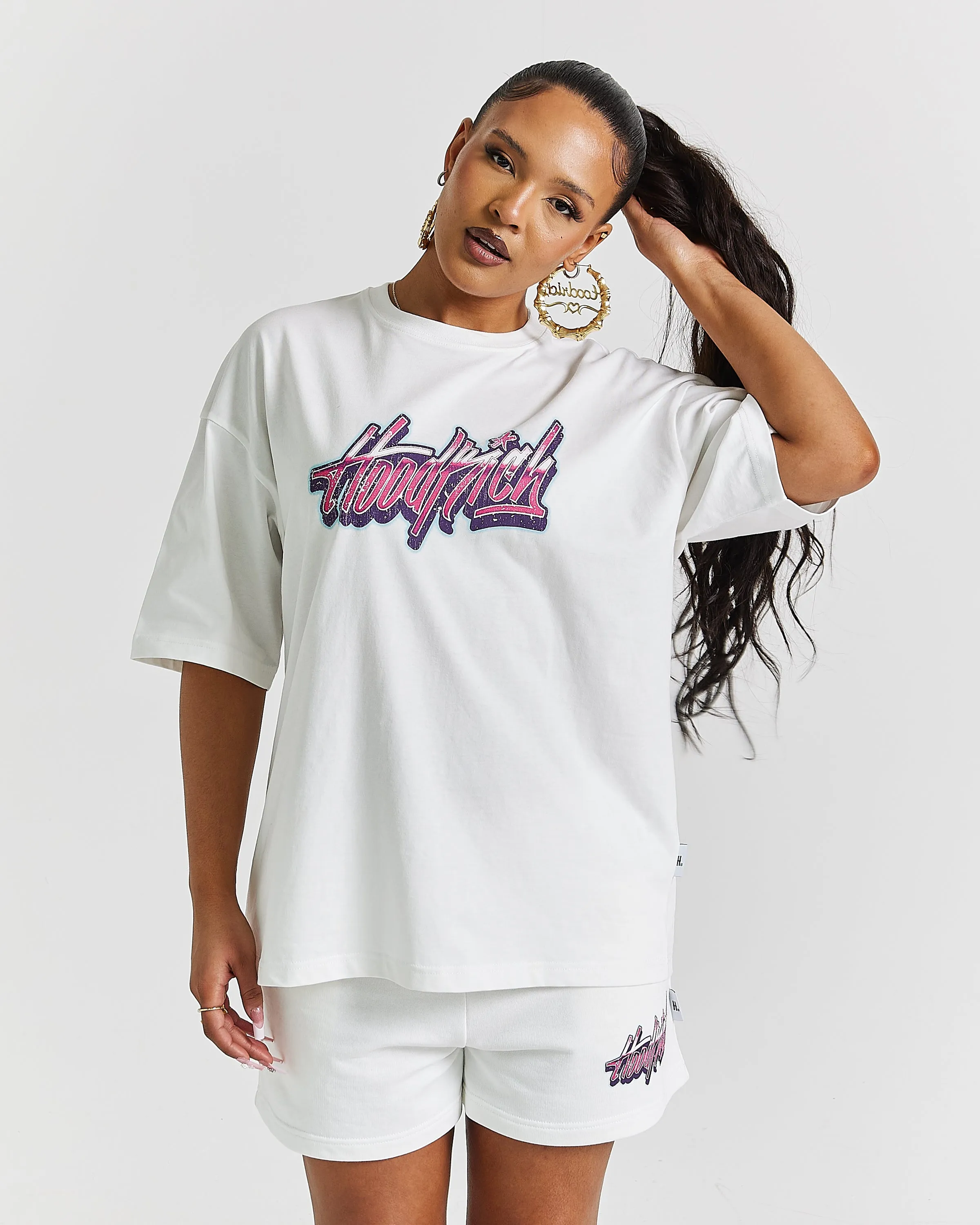 Erupt Oversized T-Shirt - White/Pinks sold by Hoodrich product image thumbnail 2