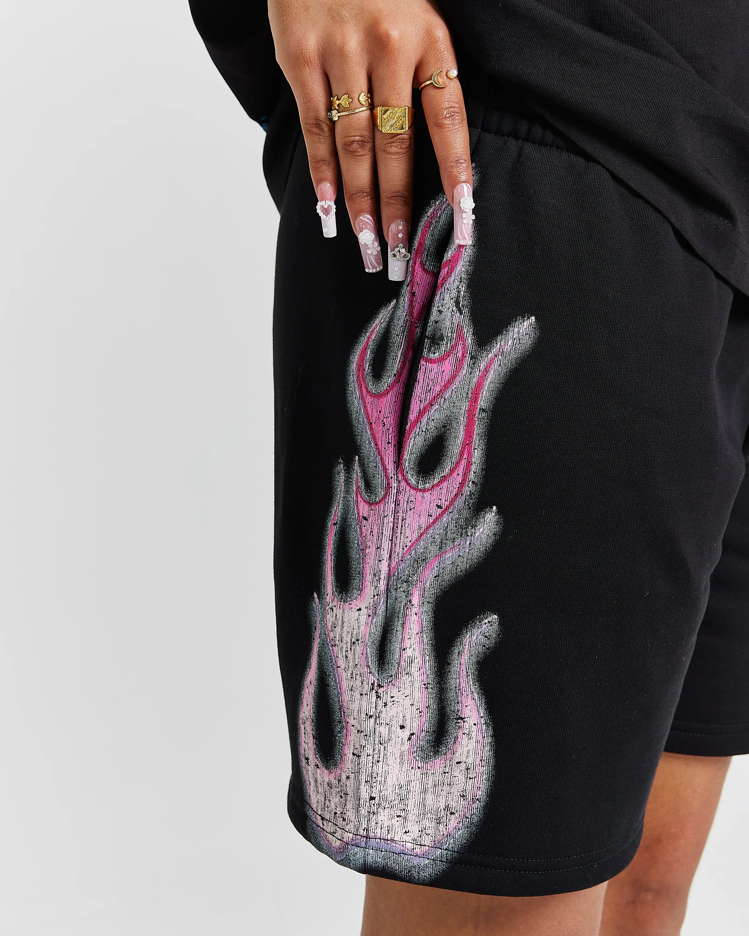 Erupt Sweatshorts - Black/Pinks sold by Hoodrich product image thumbnail 3