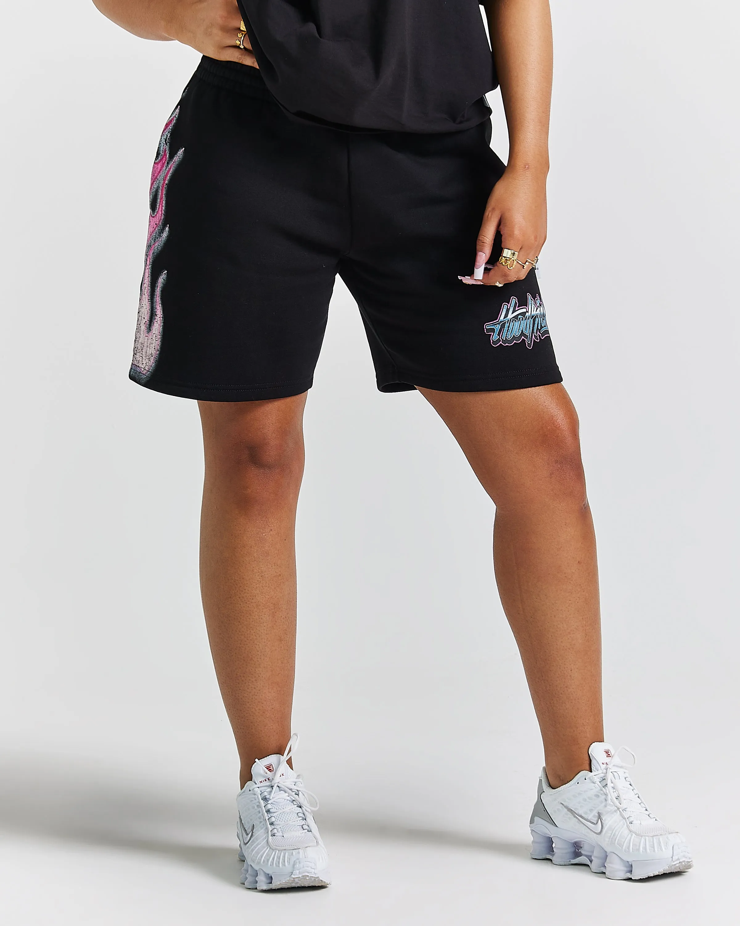 Erupt Sweatshorts - Black/Pinks sold by Hoodrich