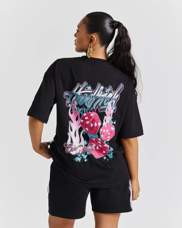Erupt Oversized T-Shirt - Black/Pinks sold by Hoodrich