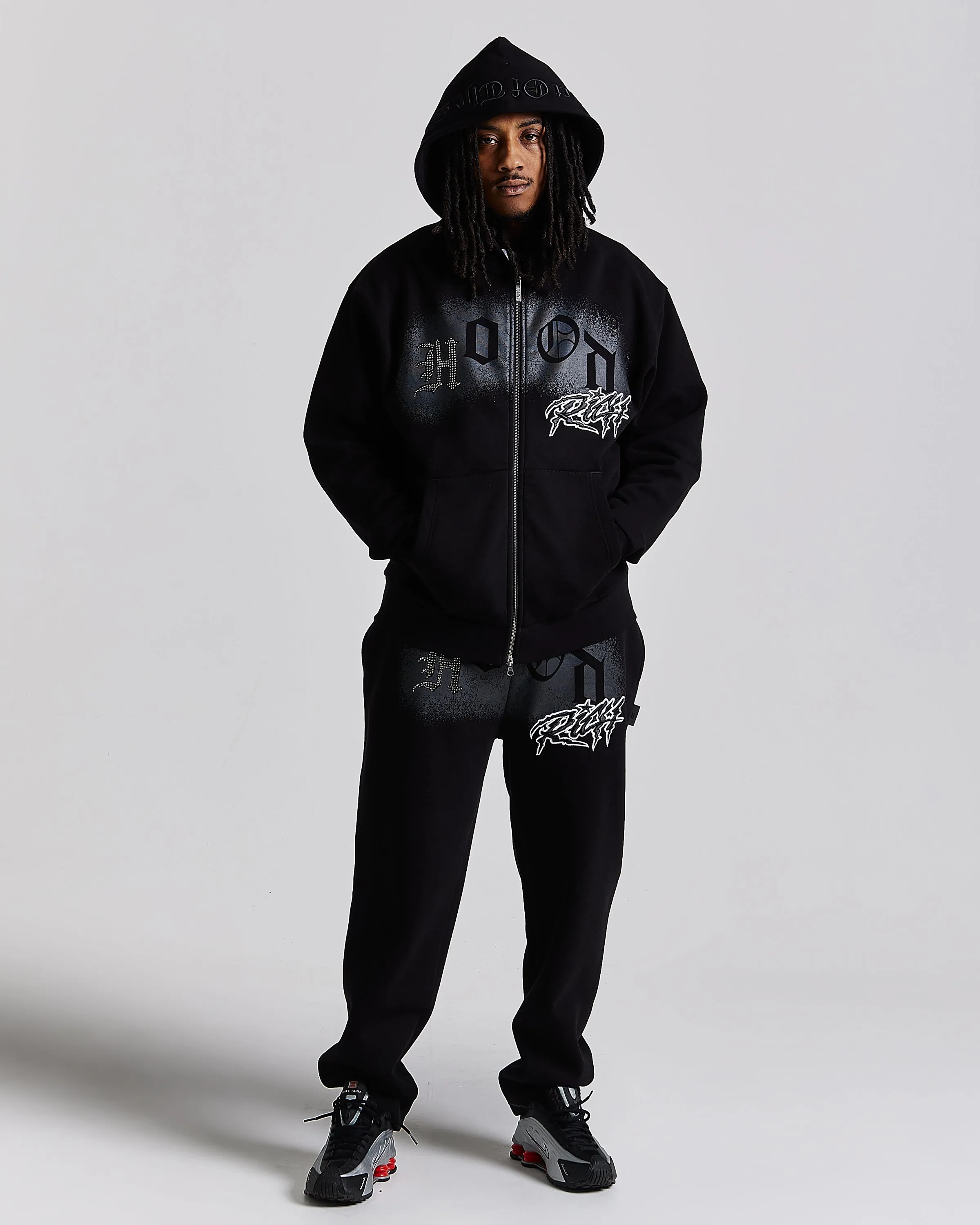Iron Oversized Zip Hoodie - Black/Grey/White sold by Hoodrich product image thumbnail 2