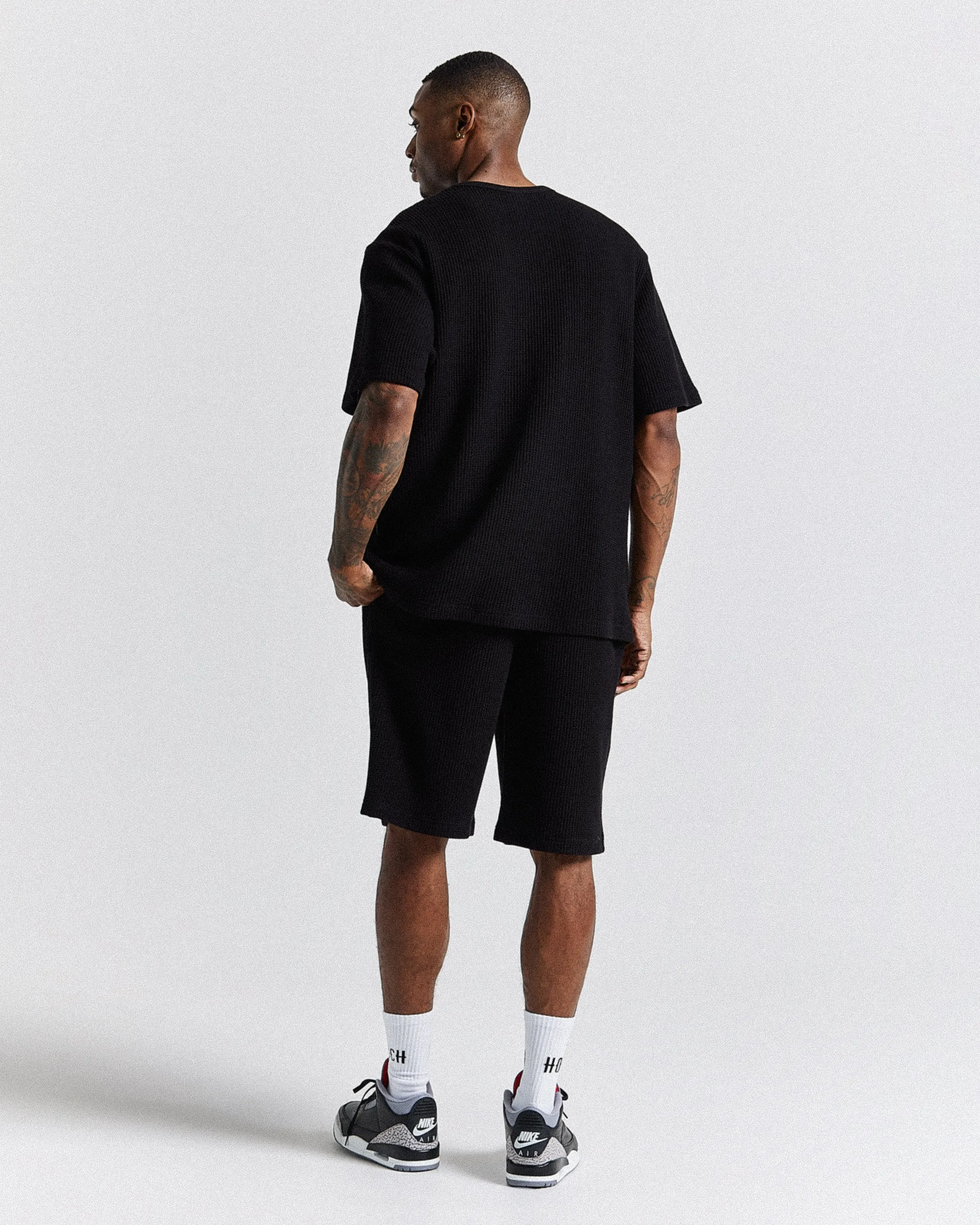 Chroma Waffle Oversized Shorts - Black/White sold by Hoodrich product image thumbnail 4