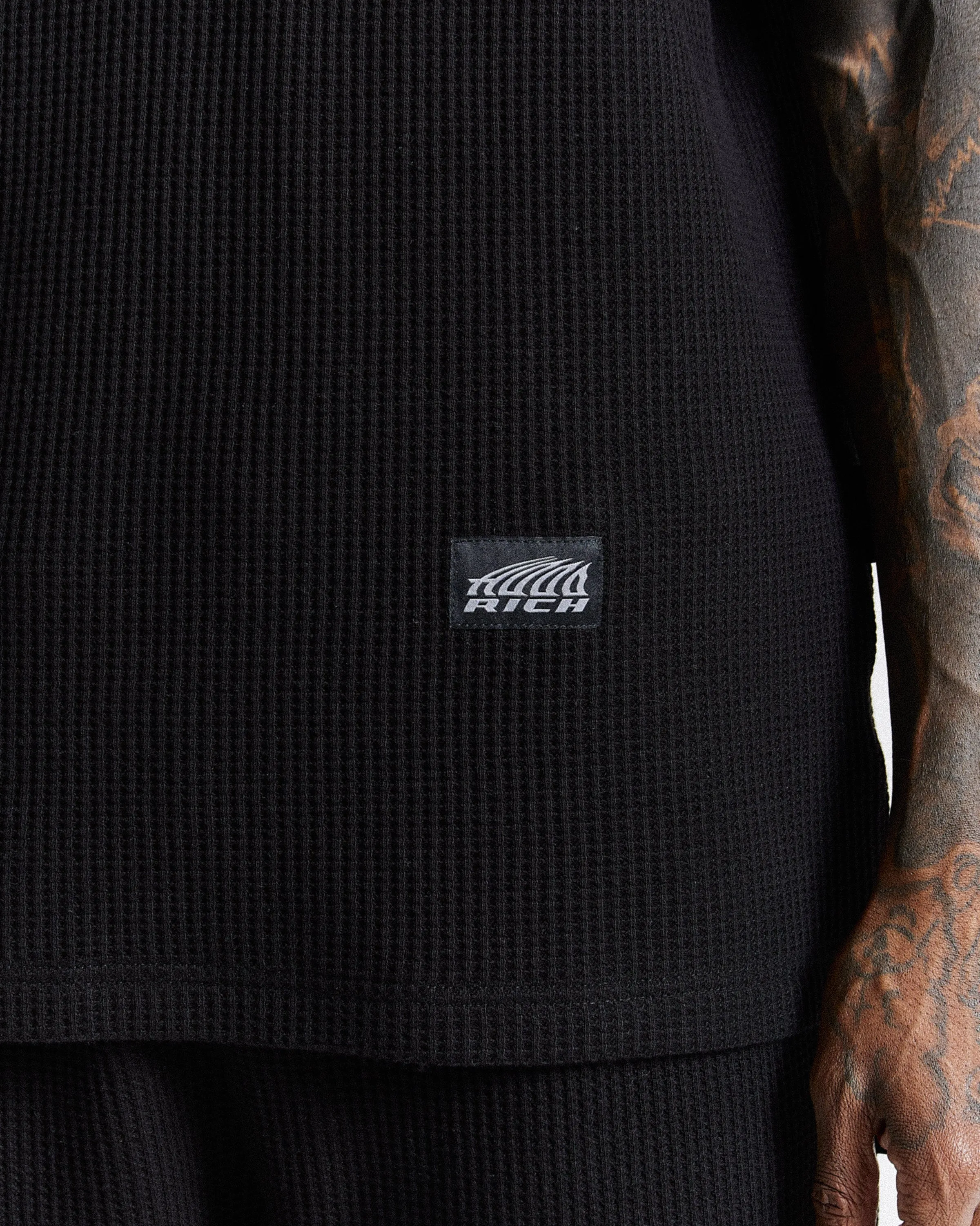 Chroma Waffle Oversized Shorts - Black/White sold by Hoodrich product image thumbnail 5