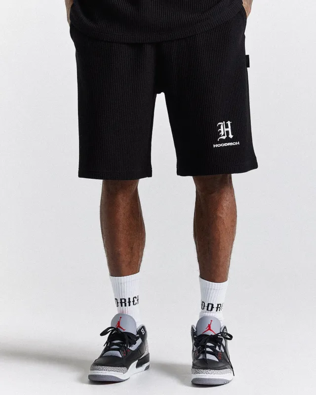 Chroma Waffle Oversized Shorts - Black/White sold by Hoodrich