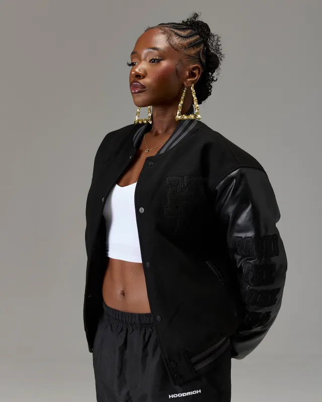 The Winner's Circle Varsity Jacket - Black made by Hoodrich