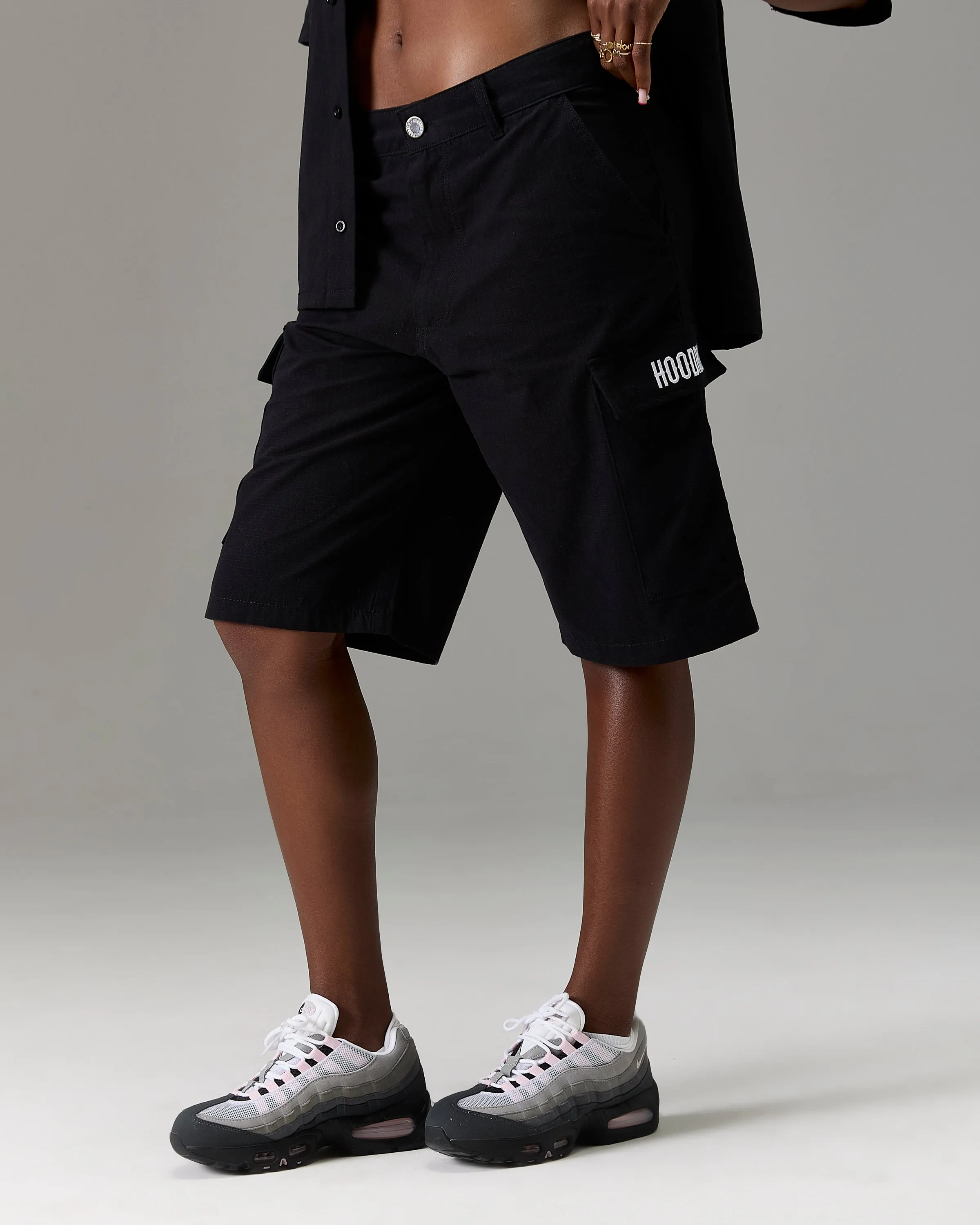 The Winner's Circle Ripstop Cargo Shorts - Black/White sold by Hoodrich product image thumbnail 4