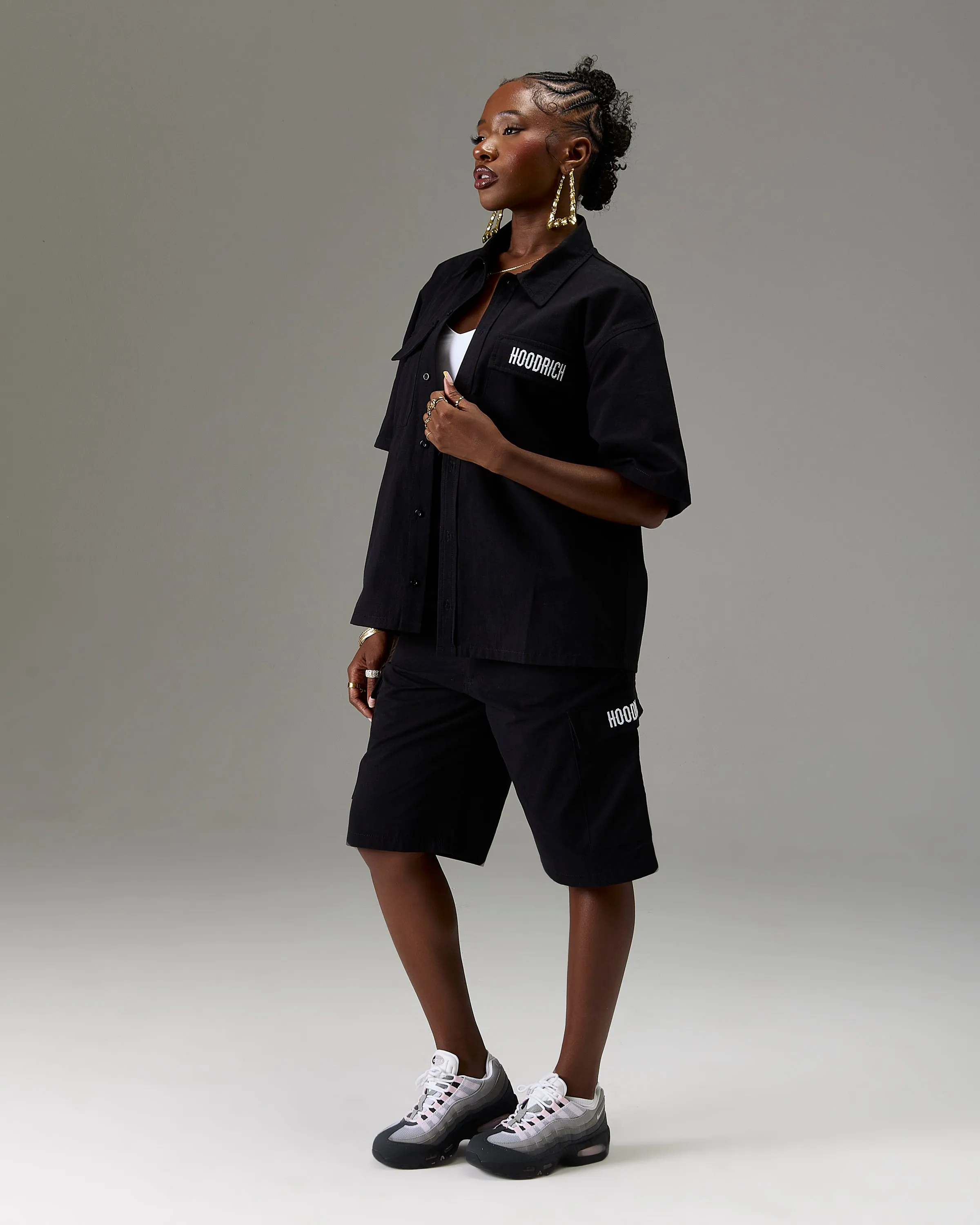 The Winner's Circle Ripstop Cargo Shorts - Black/White sold by Hoodrich product image thumbnail 2