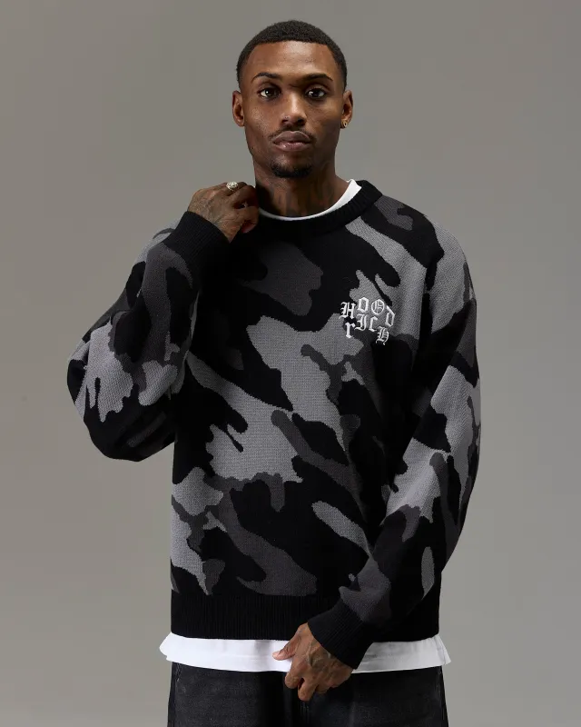 The Winner's Circle Knitwear Sweater - Black/Camo sold by Hoodrich