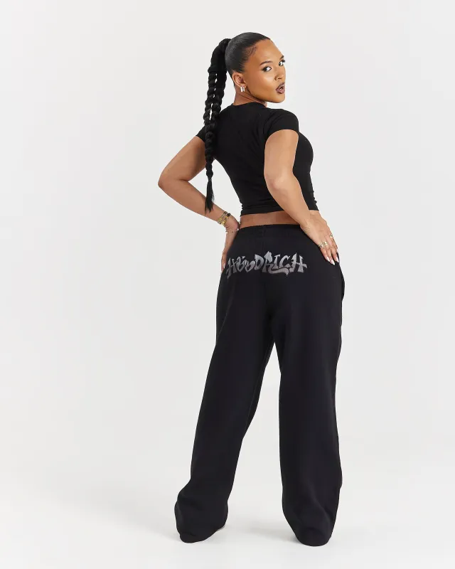 Lucky Oversized Wide Leg Joggers - Black/Grey sold by Hoodrich