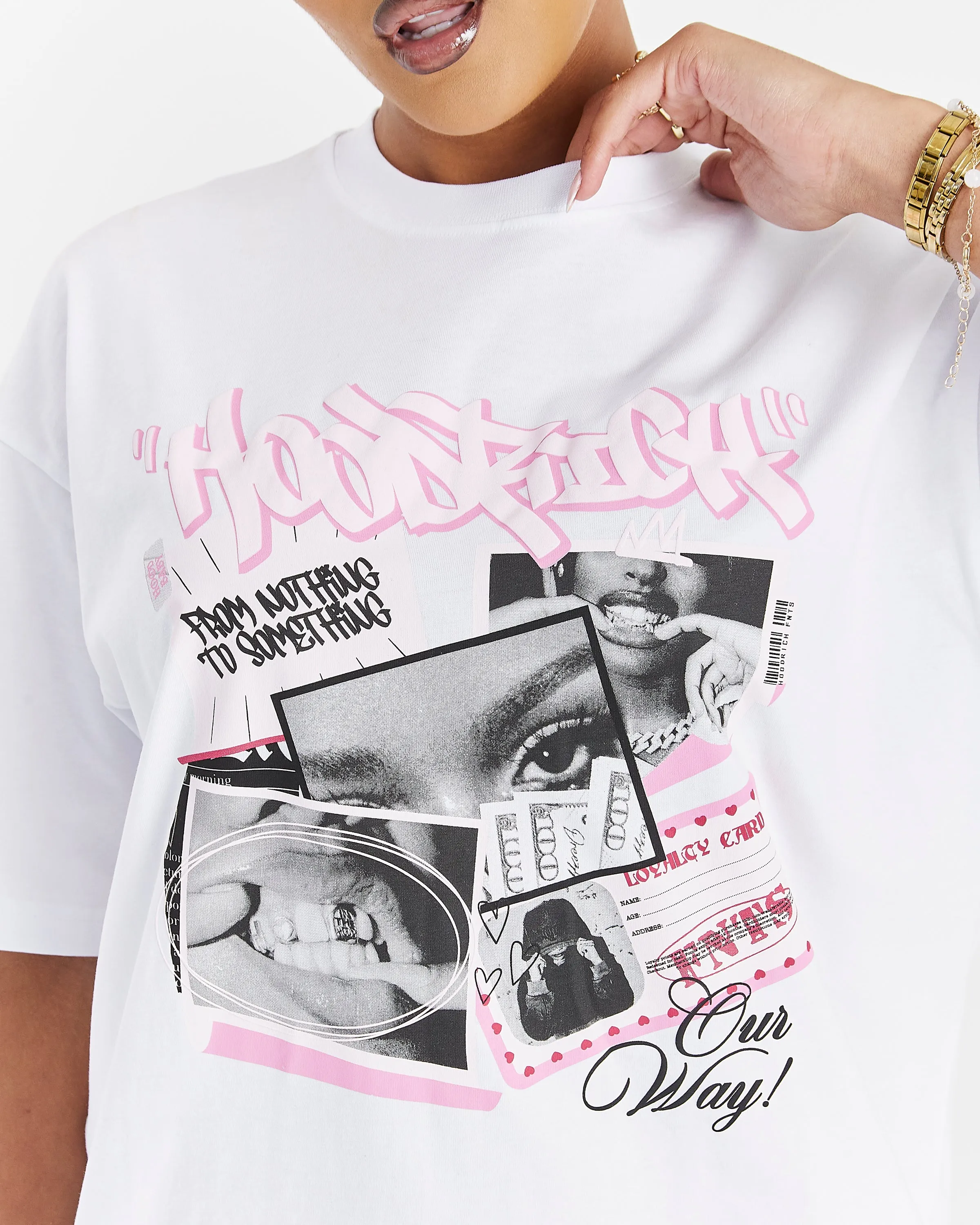 Fray Oversized T-Shirt - White/Pink sold by Hoodrich product image thumbnail 3