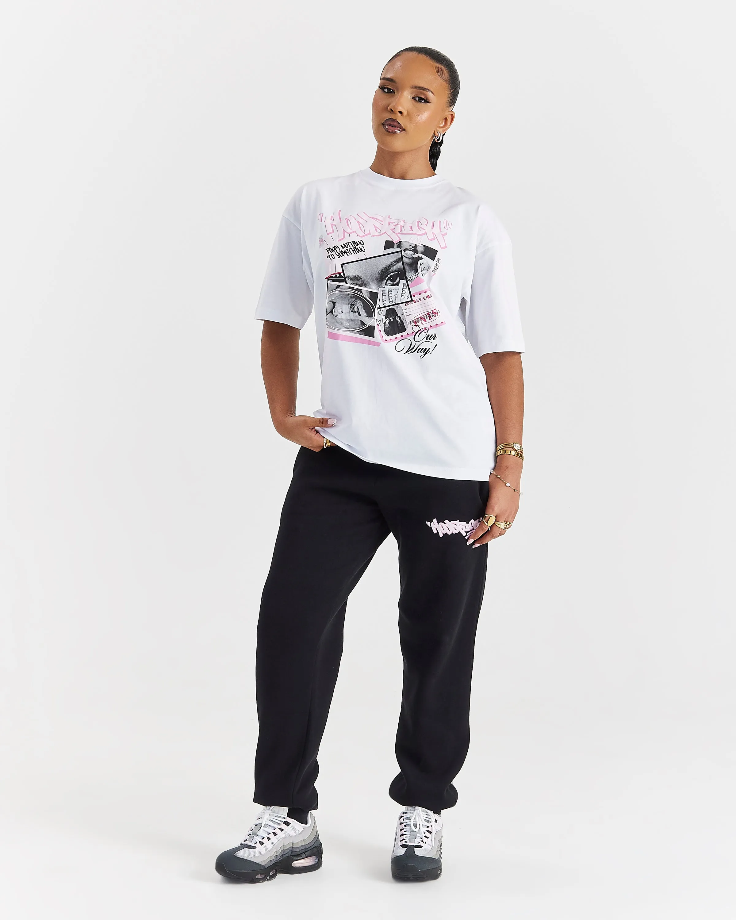 Fray Oversized T-Shirt - White/Pink sold by Hoodrich product image thumbnail 2