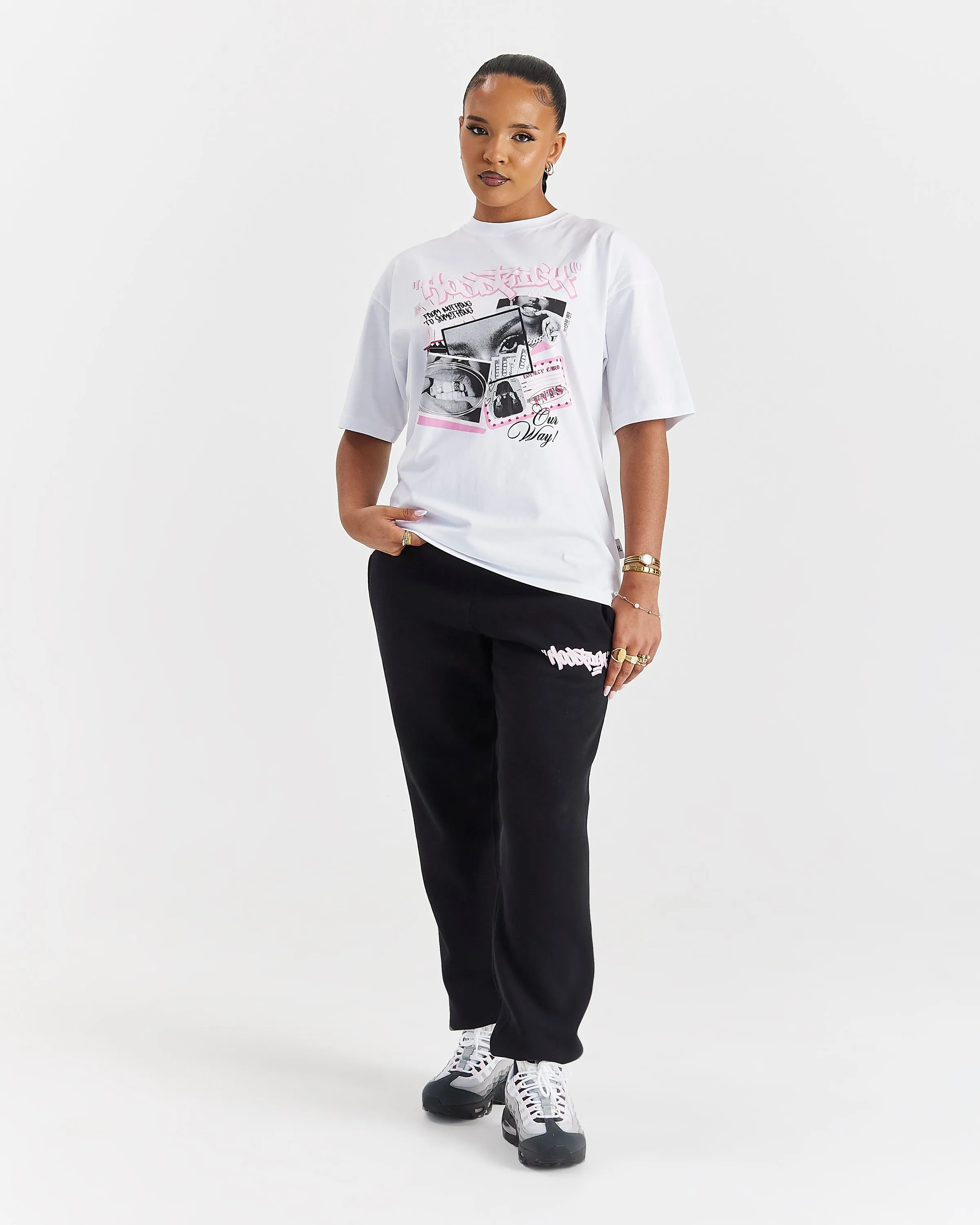Fray Oversized T-Shirt - White/Pink sold by Hoodrich product image thumbnail 5