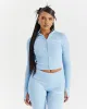 Selene Fitted Zip Hoodie - Blue/White sold by Hoodrich