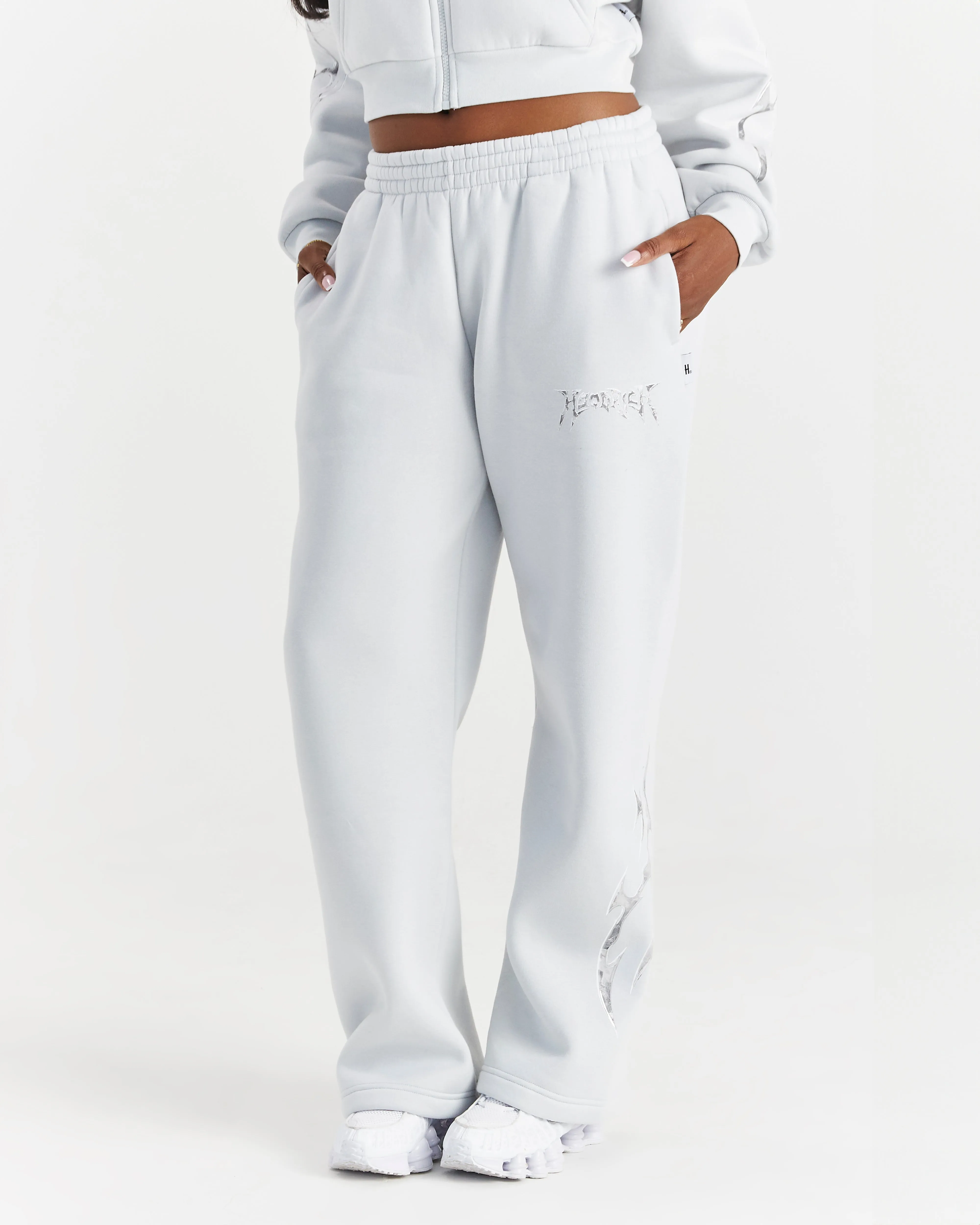 Spark Wide Leg Joggers - Off White/Silver sold by Hoodrich product image thumbnail 5