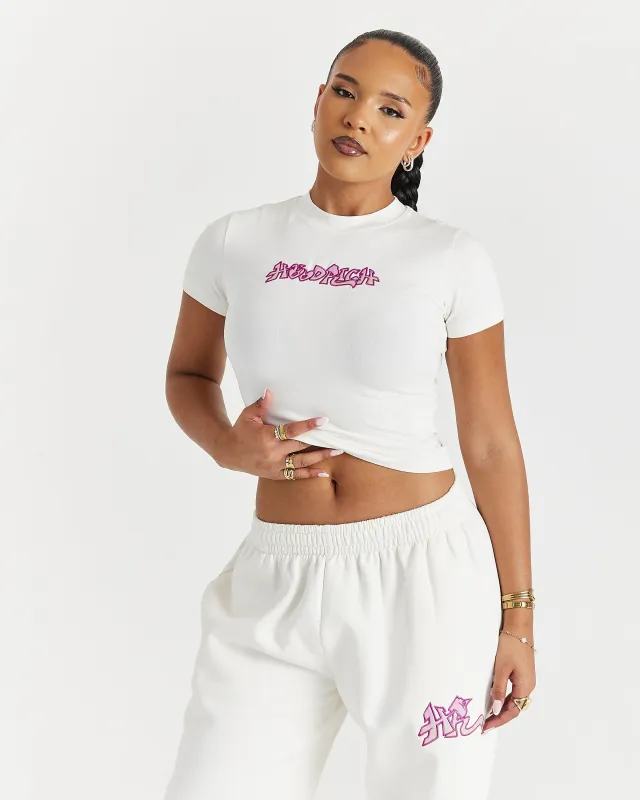 Lucky Fitted Tee - Cream/Pink sold by Hoodrich