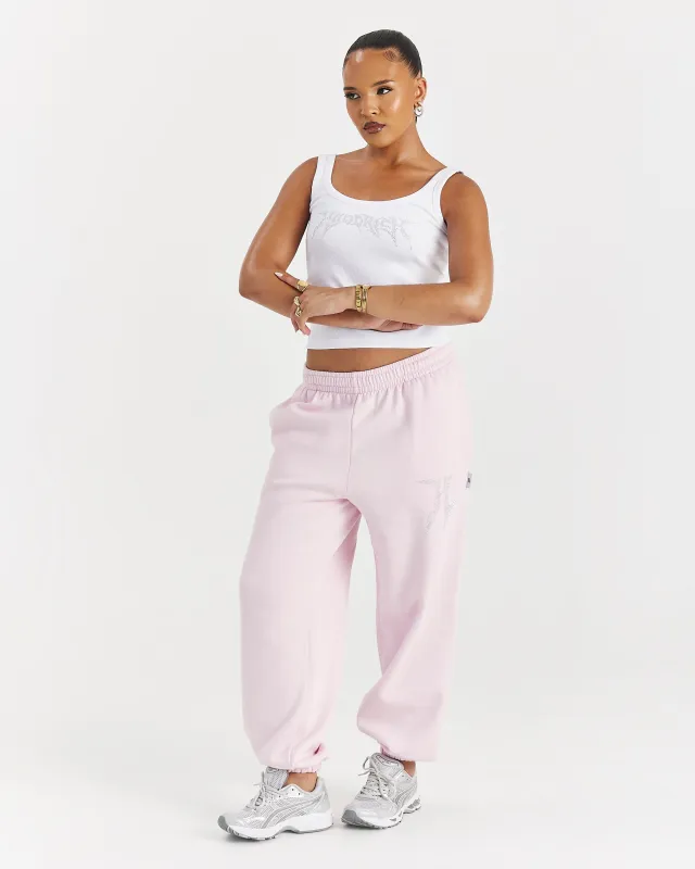 Lustre Oversized Joggers - Pink/Rhinestone sold by Hoodrich