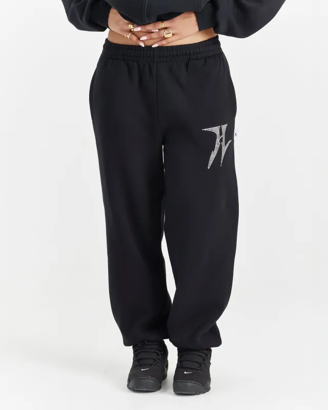 Lustre Oversized Joggers - Black/Rhinestone sold by Hoodrich
