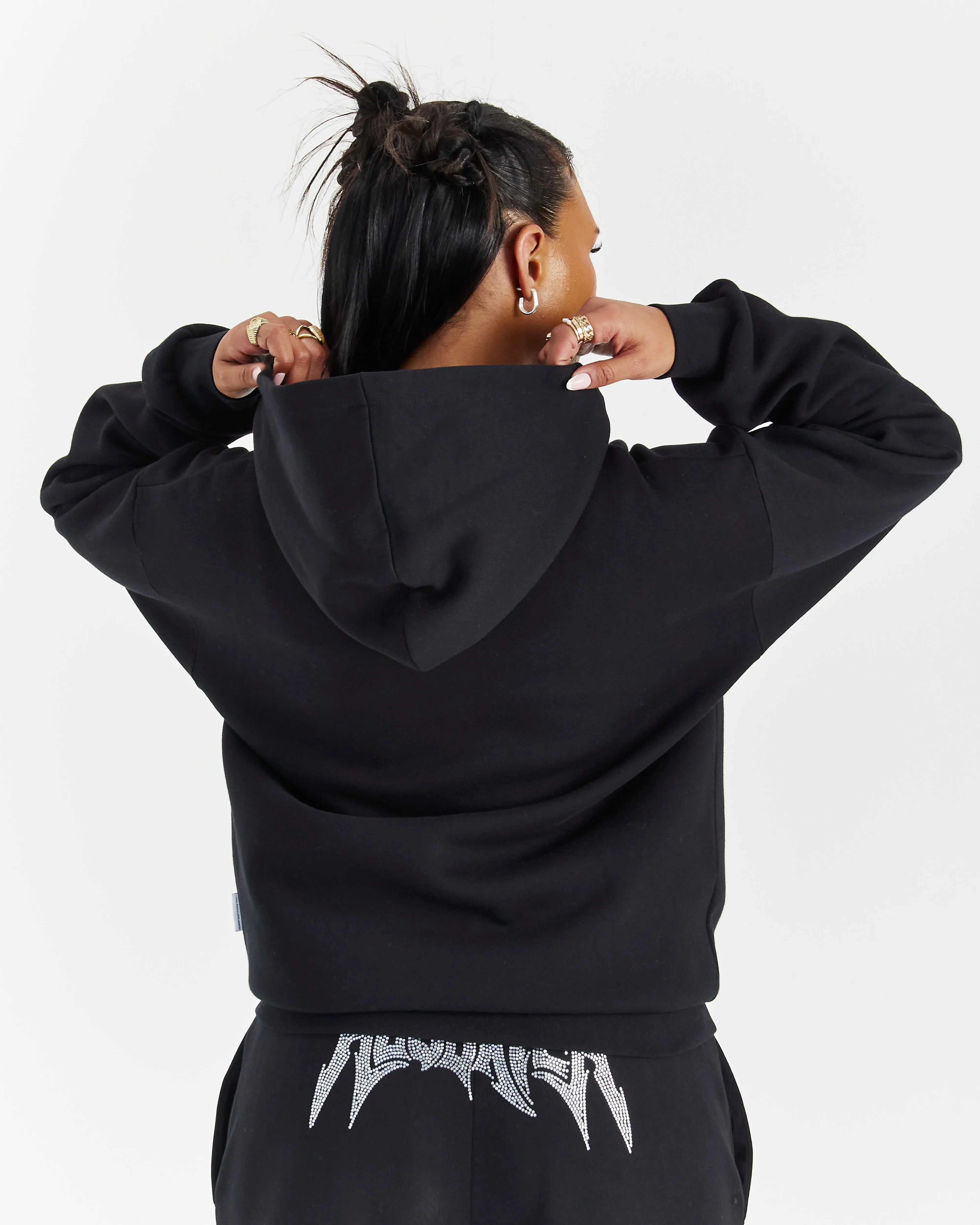 Lustre Oversized Zip Hoodie - Black/Rhinestone sold by Hoodrich product image thumbnail 5