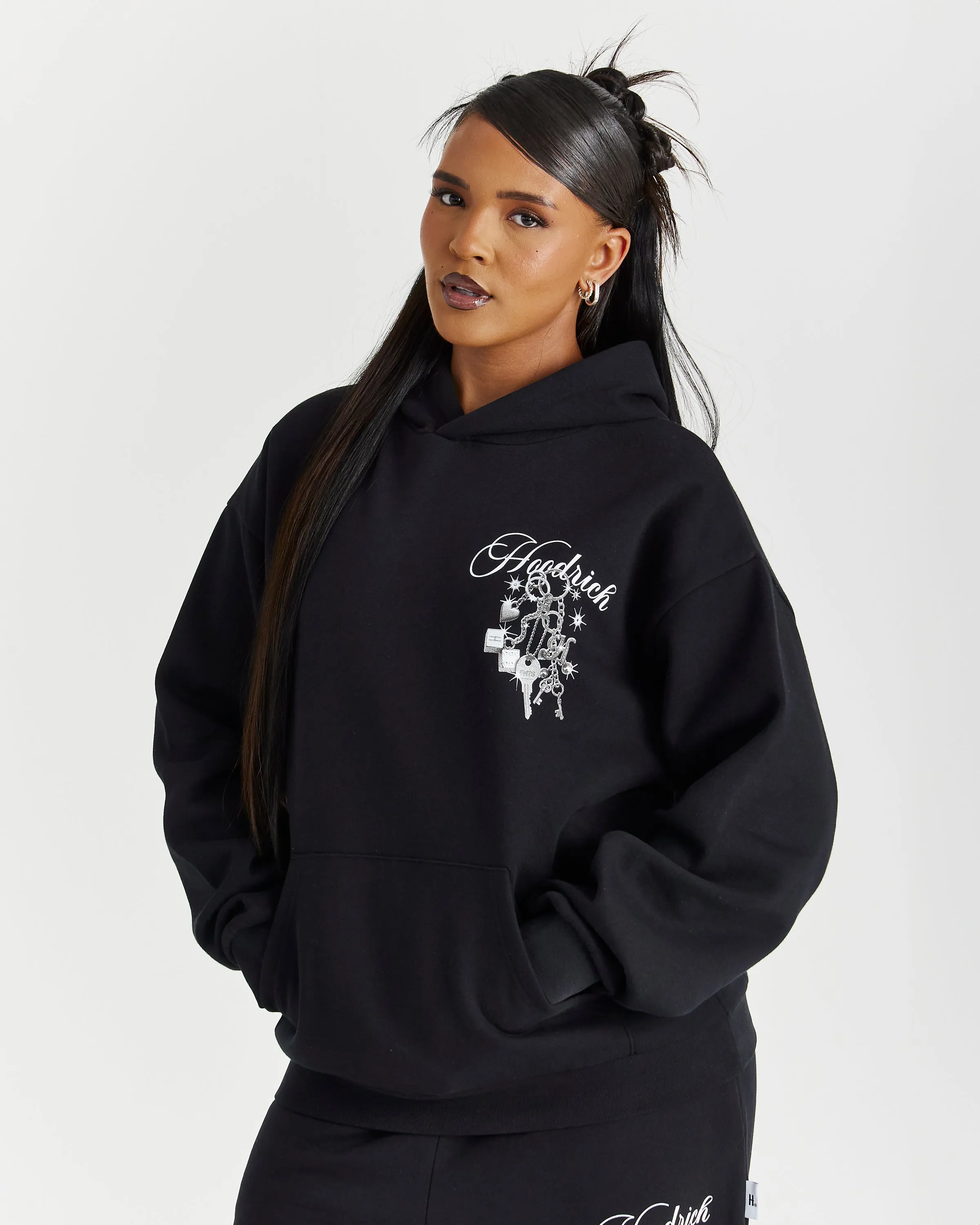 Lyra Oversized Hoodie - Black/Rhinestone/Pink sold by Hoodrich