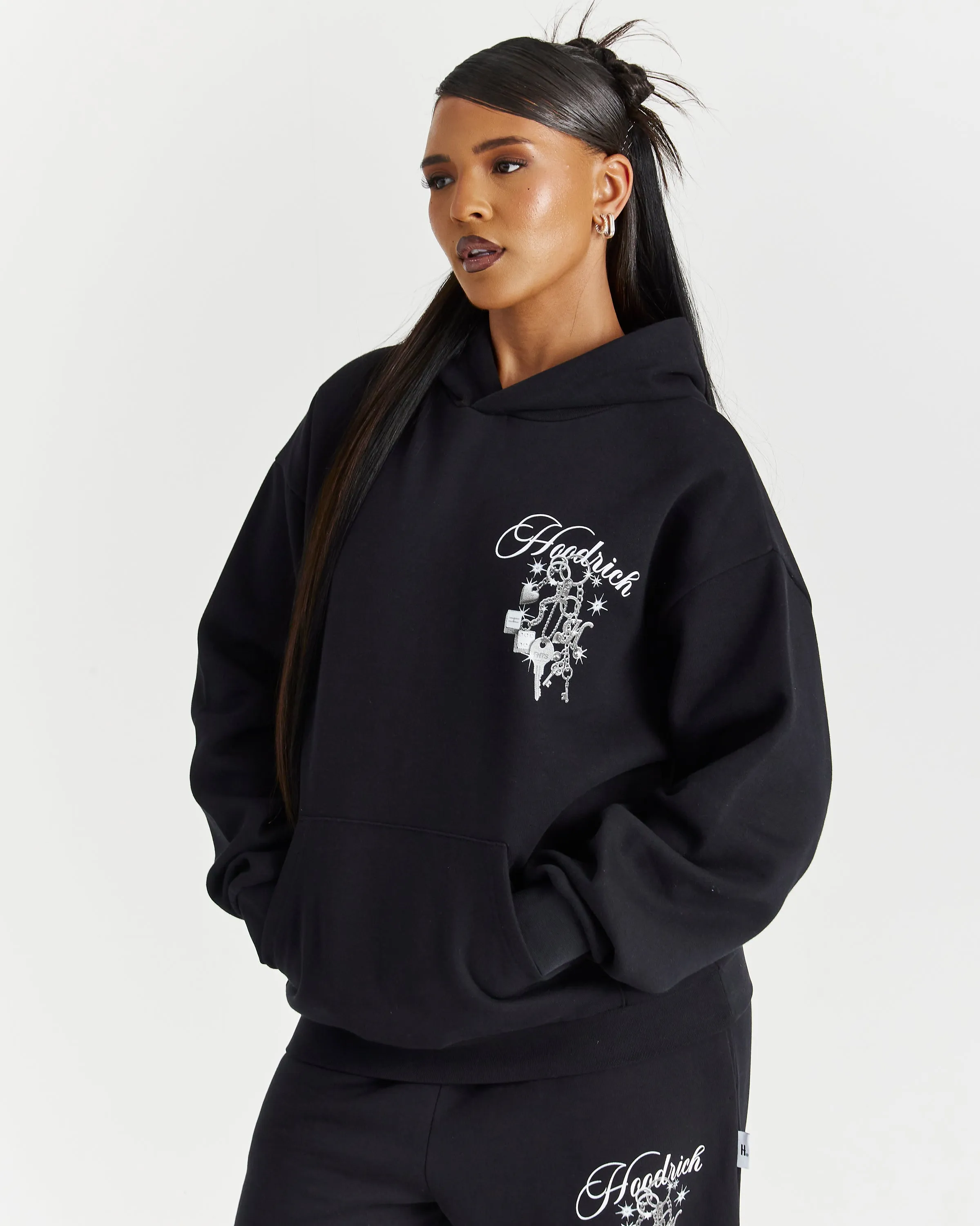 Lyra Oversized Hoodie - Black/Rhinestone/Pink sold by Hoodrich product image thumbnail 4