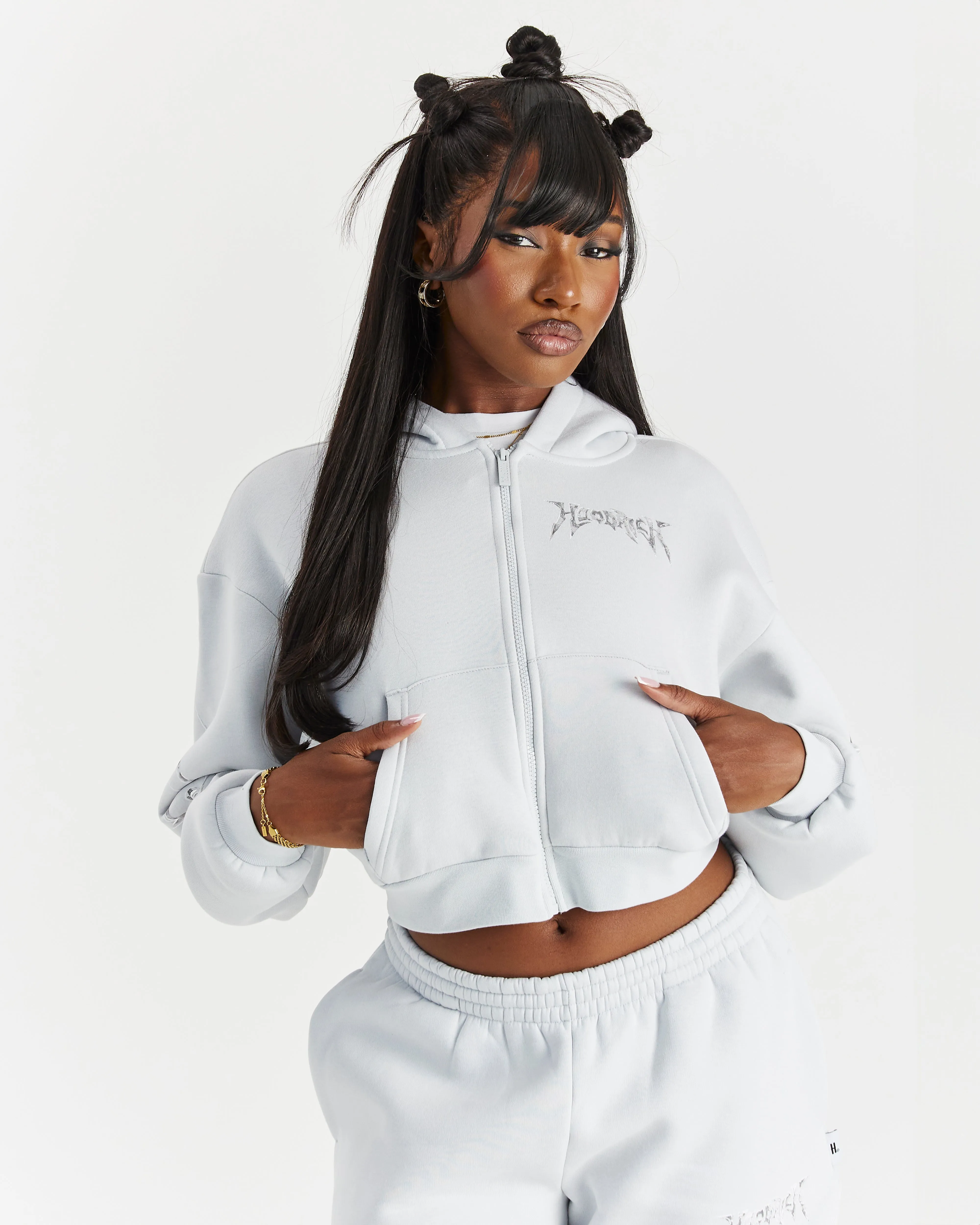 Spark Boxy Zip Hoodie - Off White/Silver sold by Hoodrich product image thumbnail 4